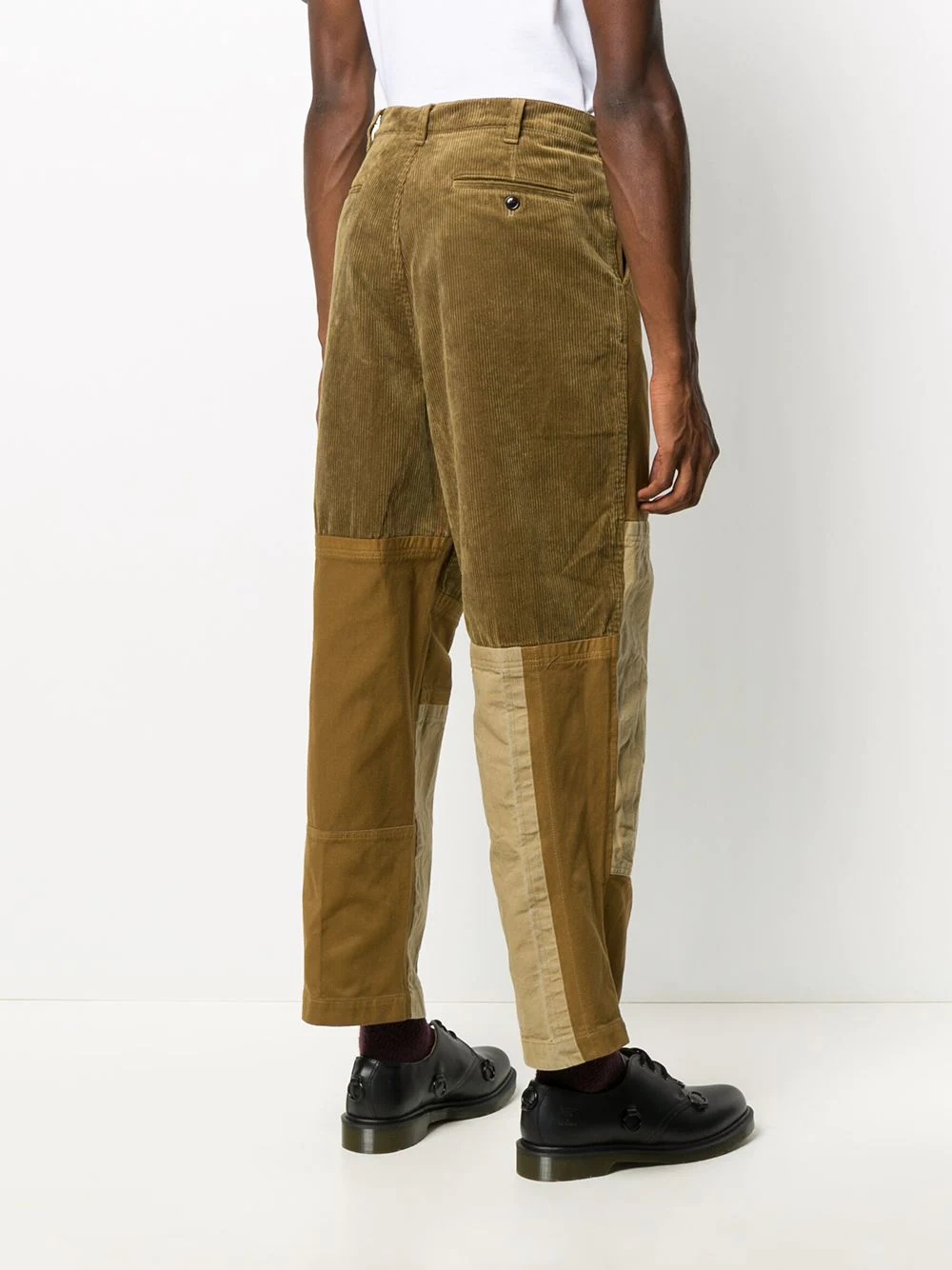 panelled corduroy straight-leg trousers - 4