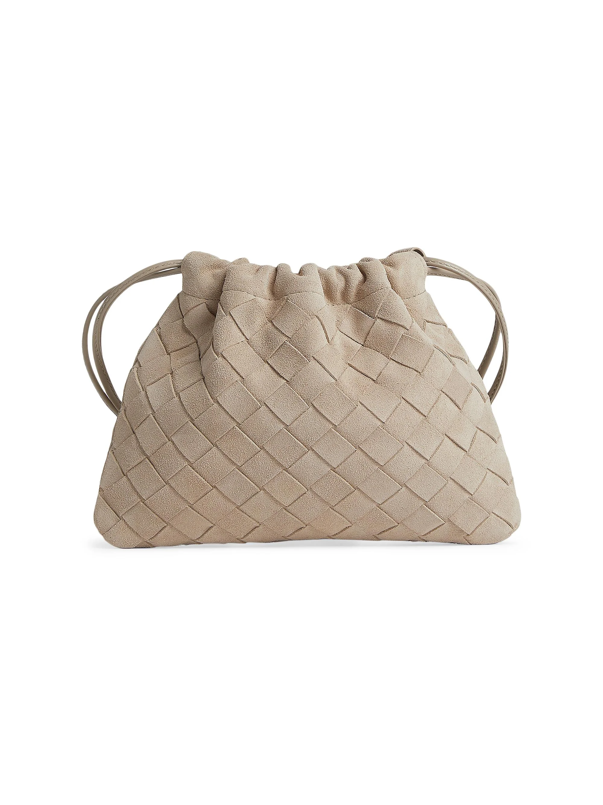 Women's Small Dustbag Intrecciato Suede Crossbody Bag - Ecru Gold - 1