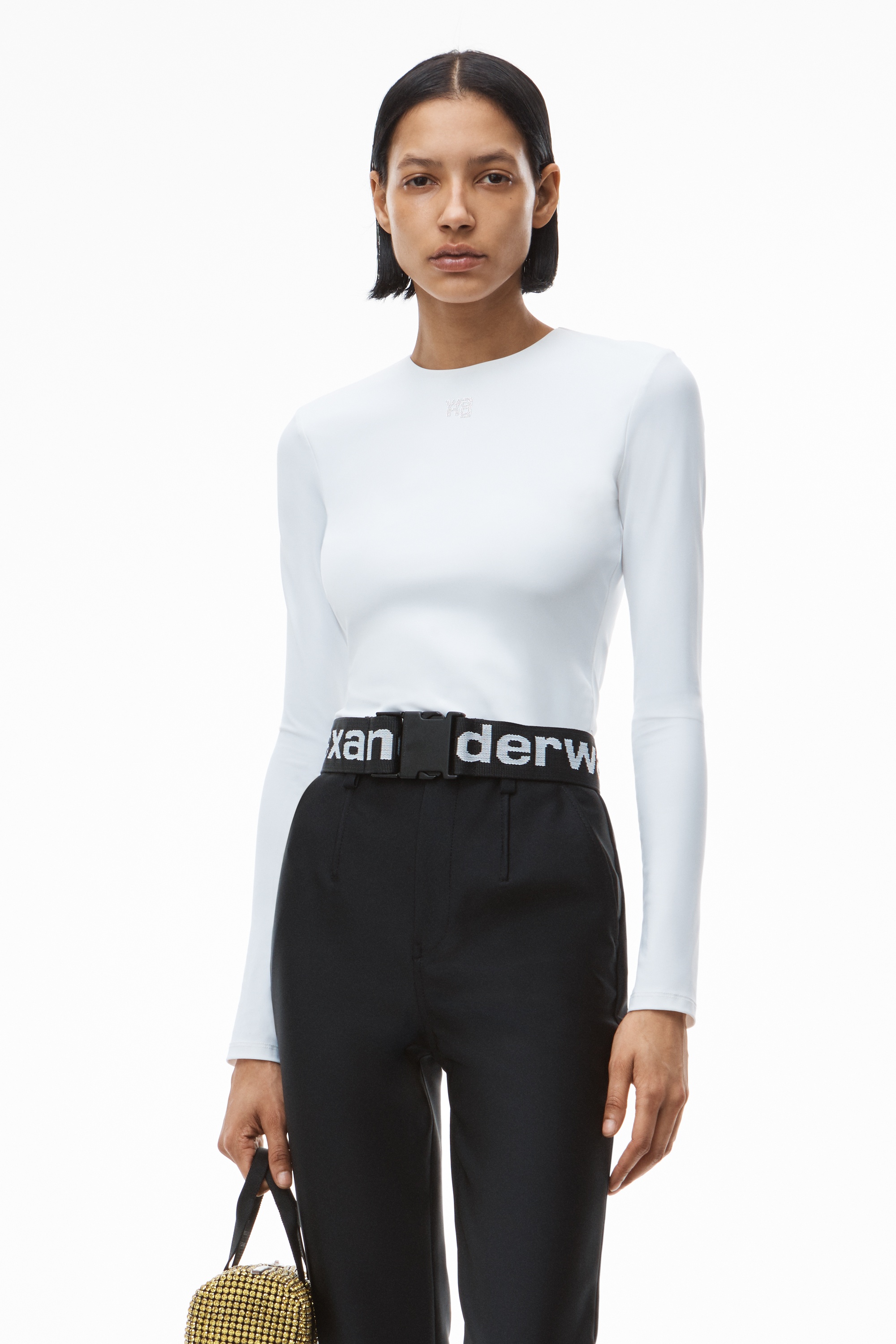 CRYSTAL LOGO BODYSUIT IN SCULPTED JERSEY - 2