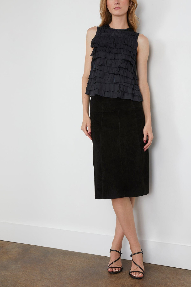 ULLA JOHNSON Quinn Layered Sleeveless Top in Noir outlook