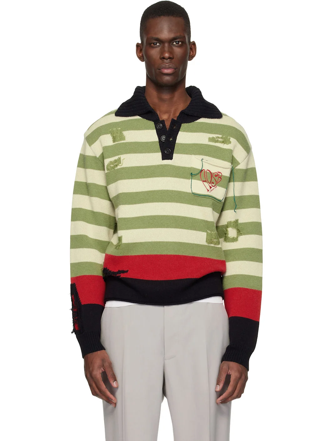 Multicolor Stripe Damaged Polo - 1