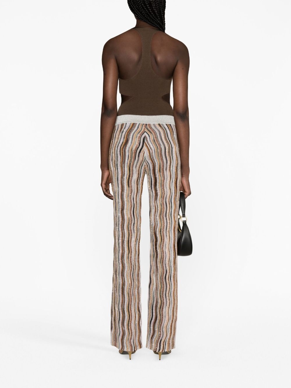 striped sequined flared trousers - 4