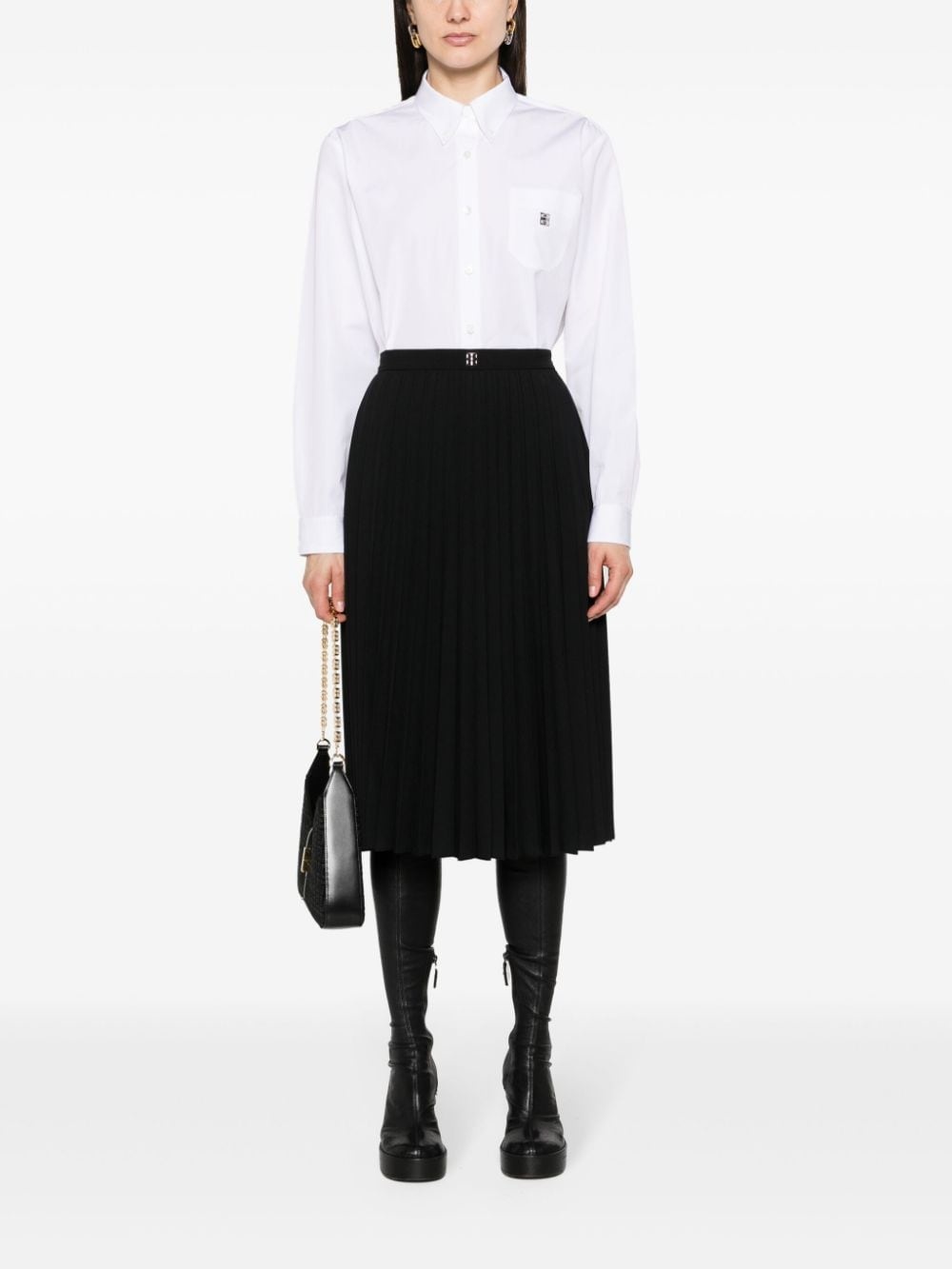 4G-plaque pleated midi skirt - 2