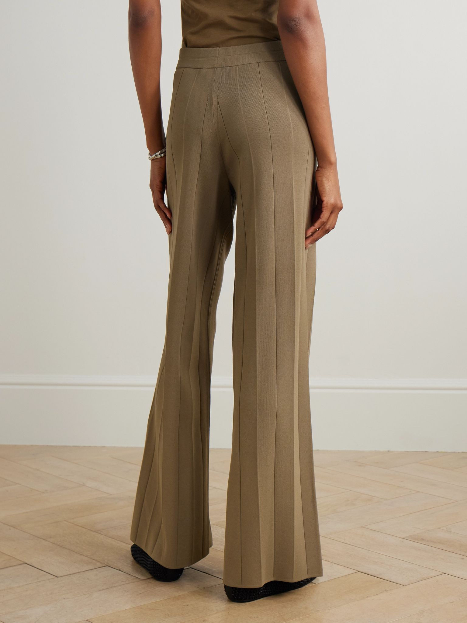 Lama ribbed jersey wide-leg pants Brown - 4