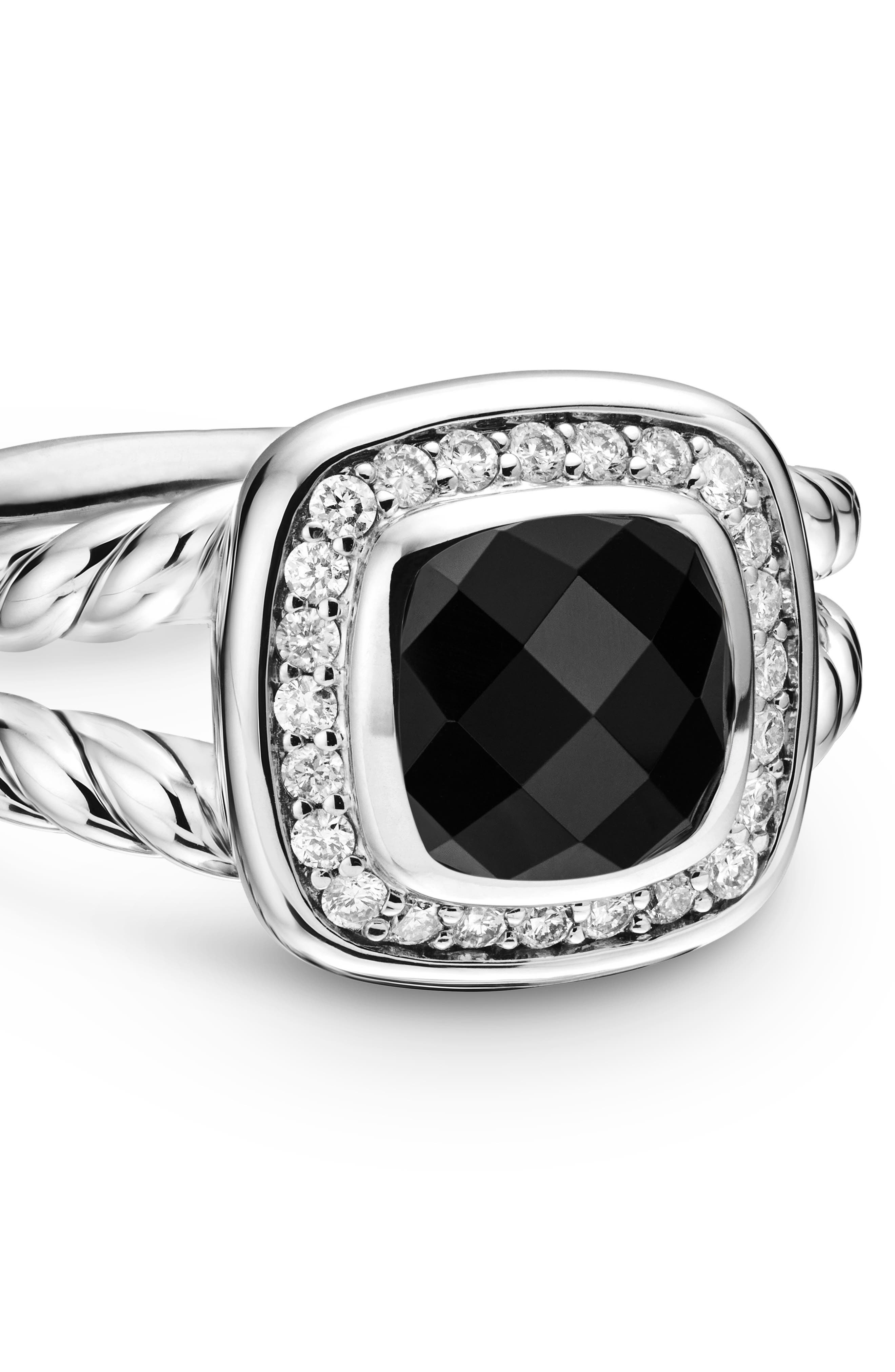David Yurman Petite Albion® Diamond Halo Cushion Ring in Black Onyx at Nordstrom - 4