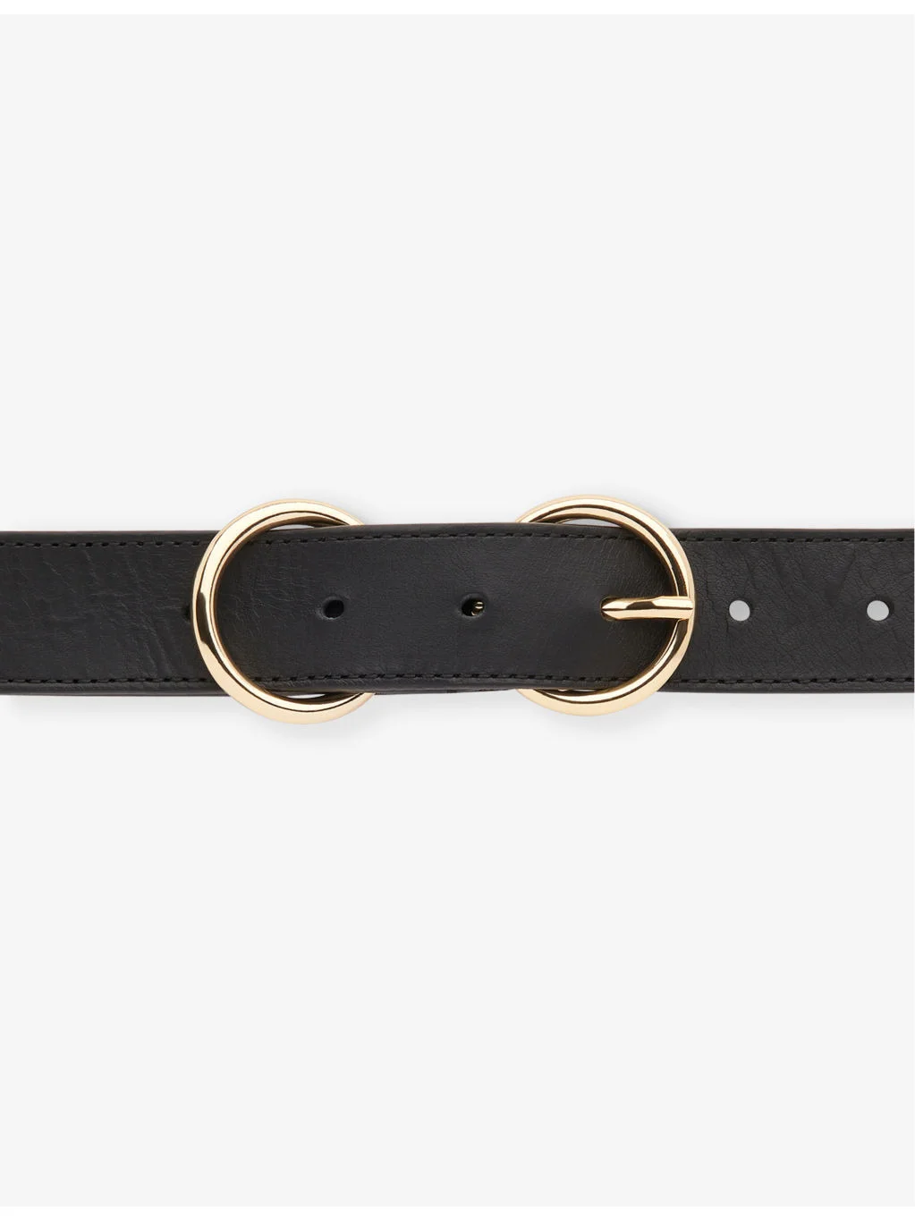 Double-ring buckle leather belt - 1