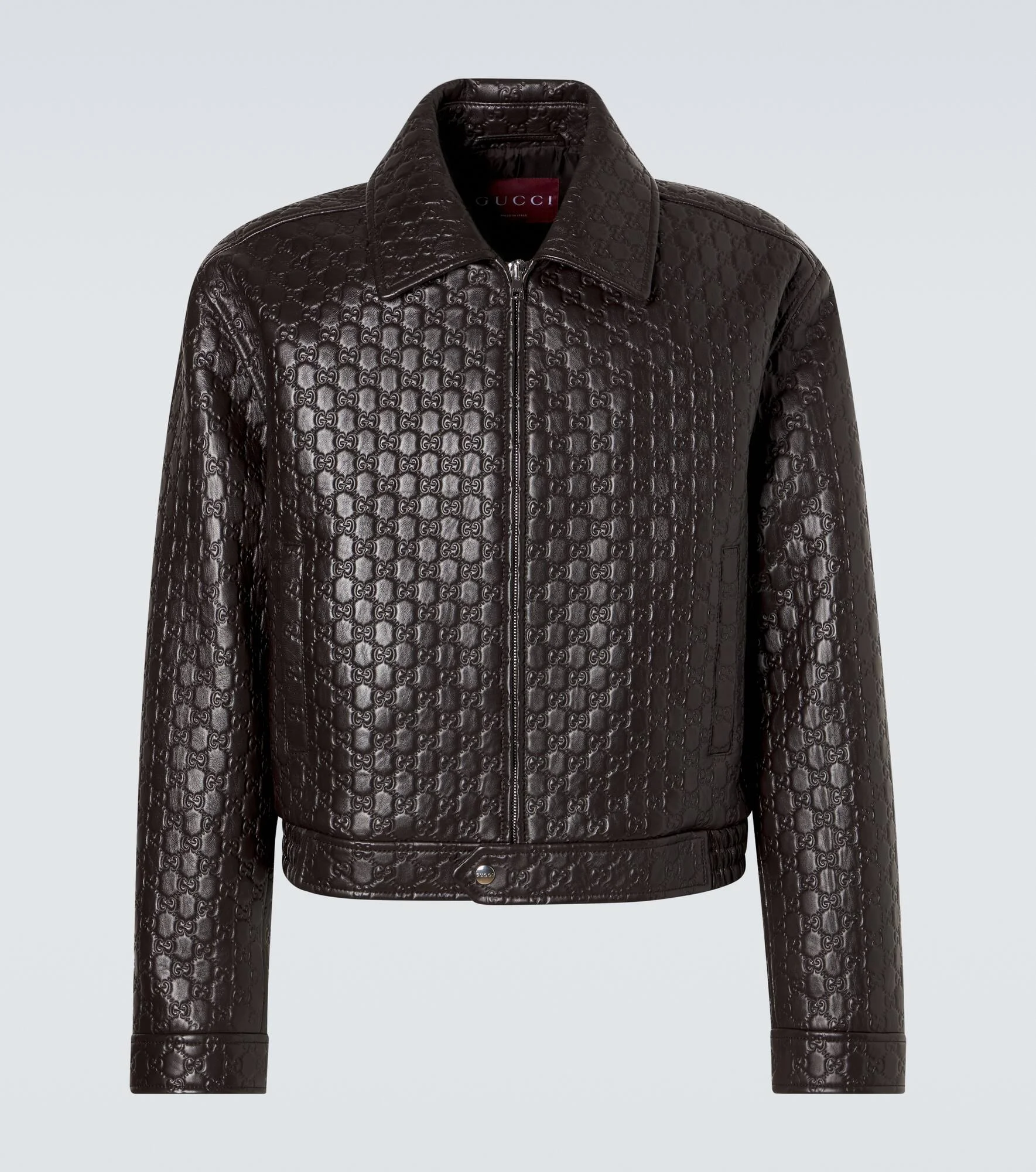 GG debossed leather blouson jacket - 1