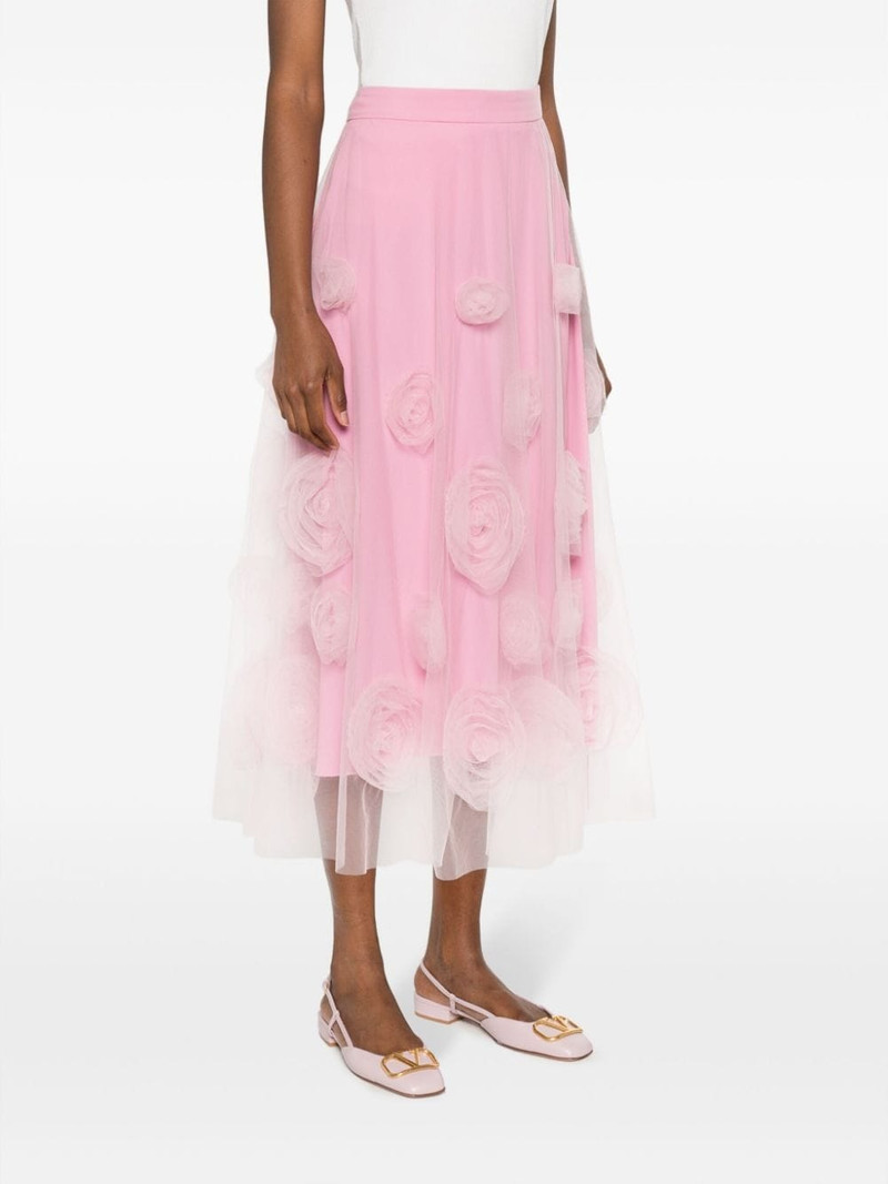 floral-appliqué tulle midi skirt 4