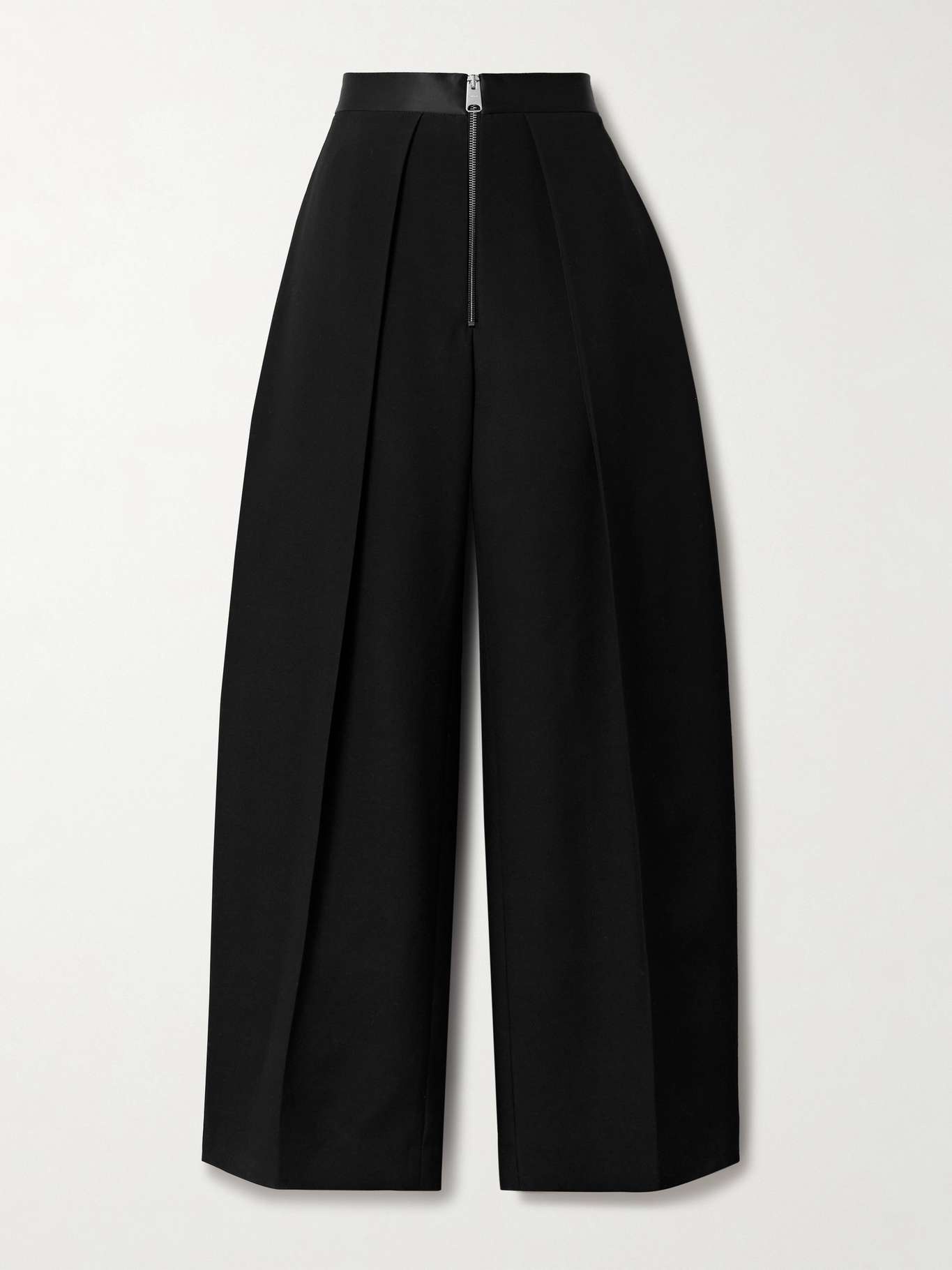 Marine pleated satin-trimmed crepe straight-leg pants - 1