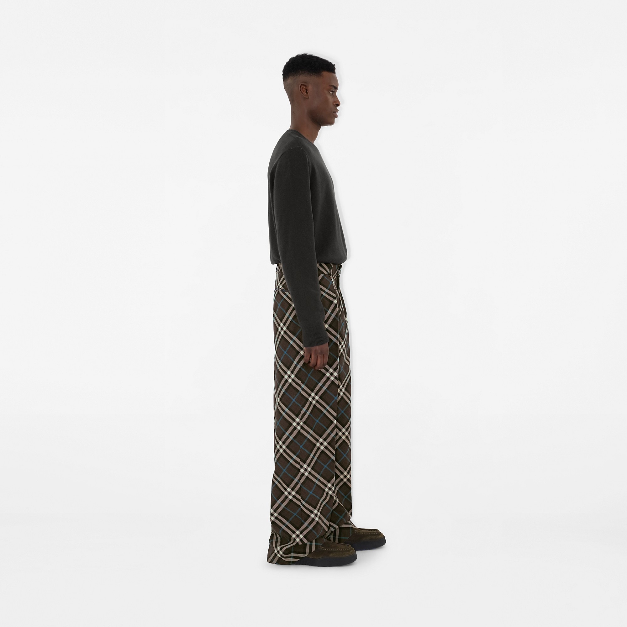 Check Wool Blend Tailored Trousers - 3