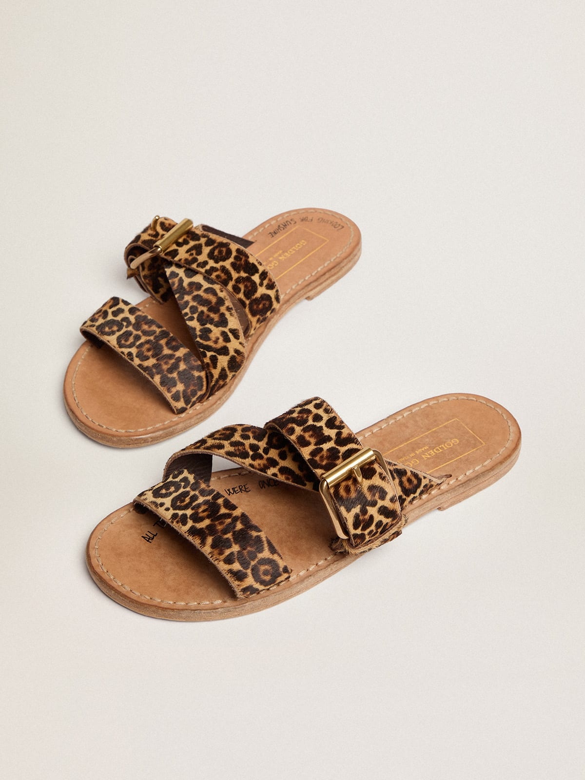Women's flat sandals in leopard print pony skin - 2