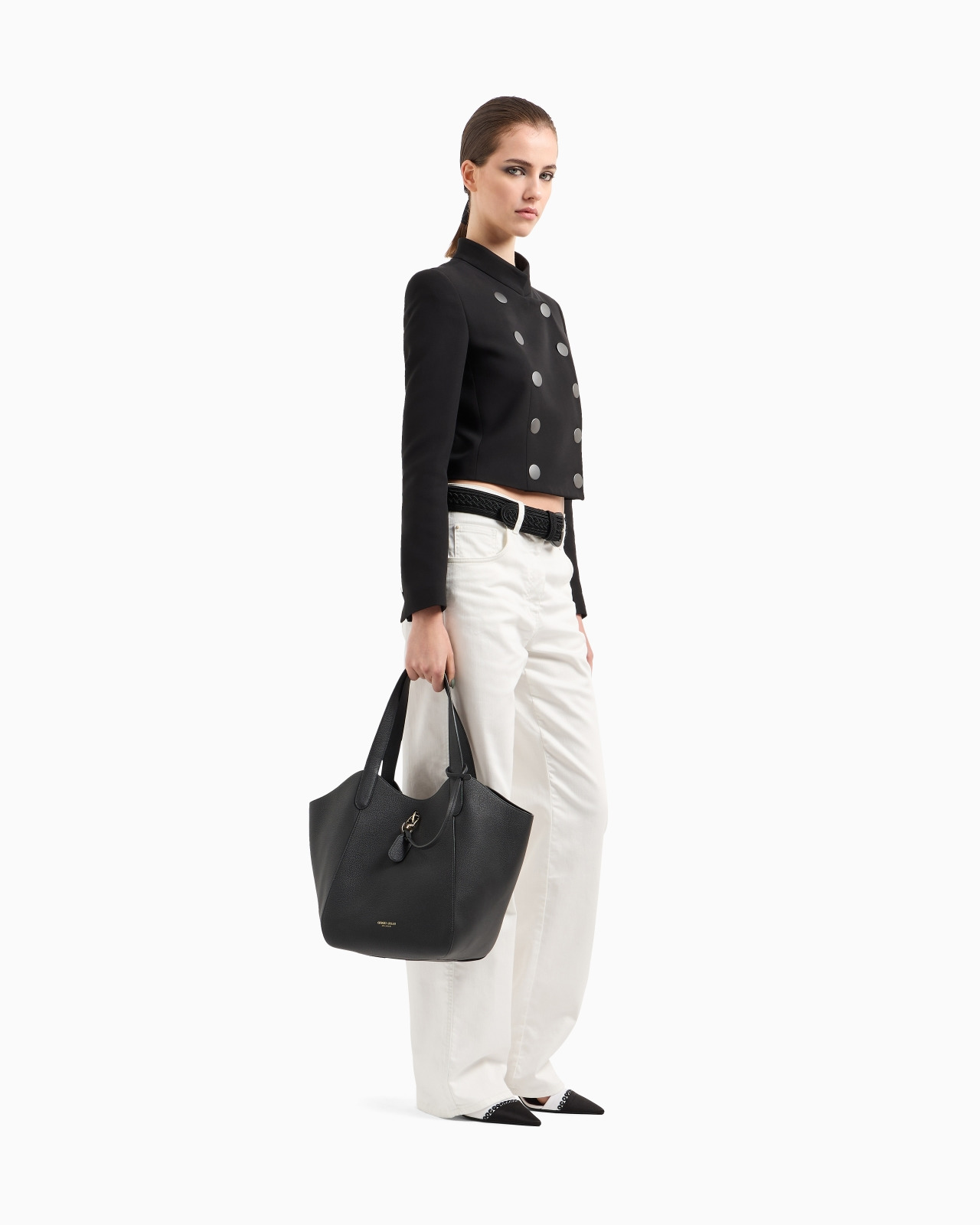 DOUBLE-BREASTED SHORT JACKET IN SILK CRÊPE CADY - 2