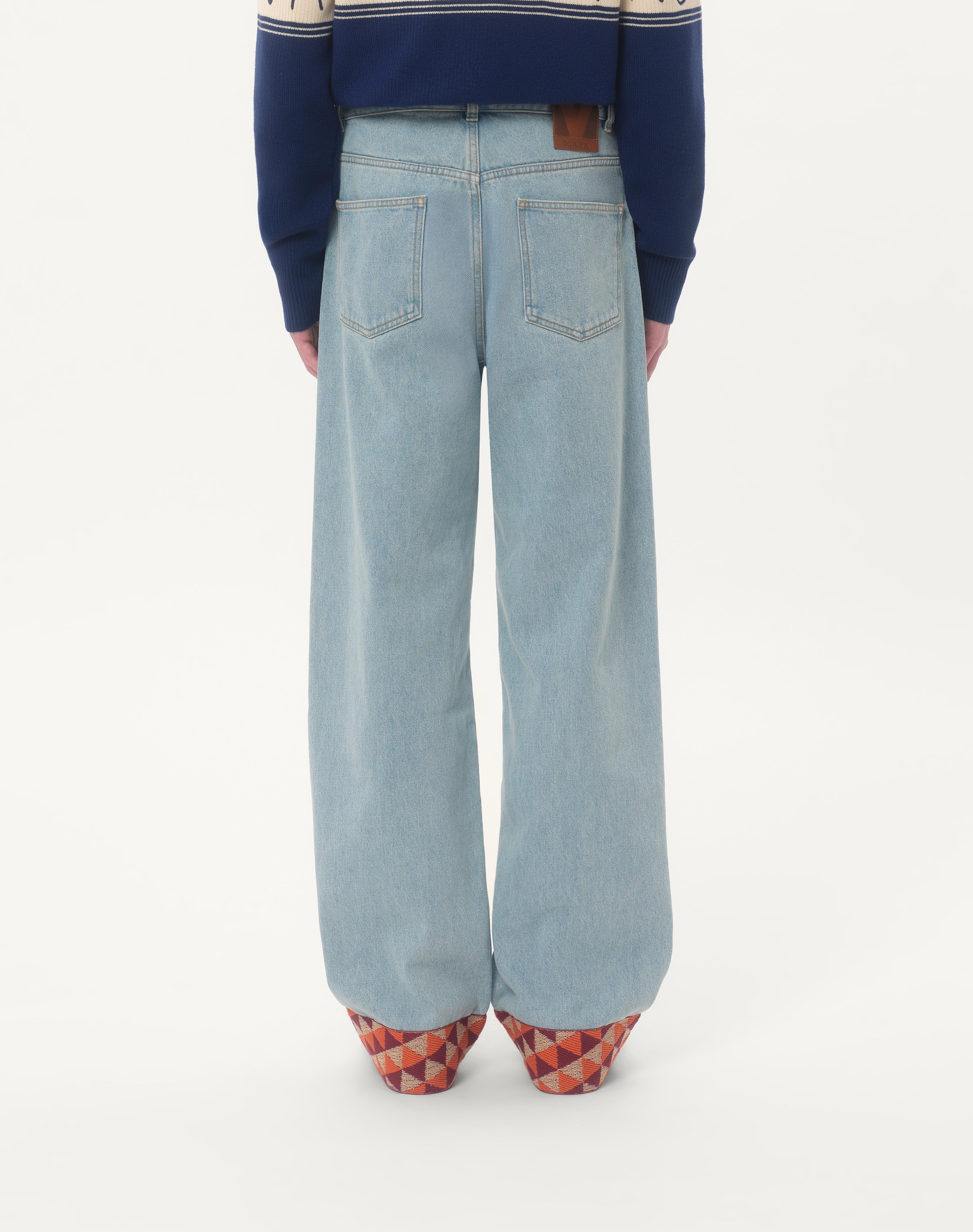 DENIM PANTS WITH JACQUARD HEM - 5