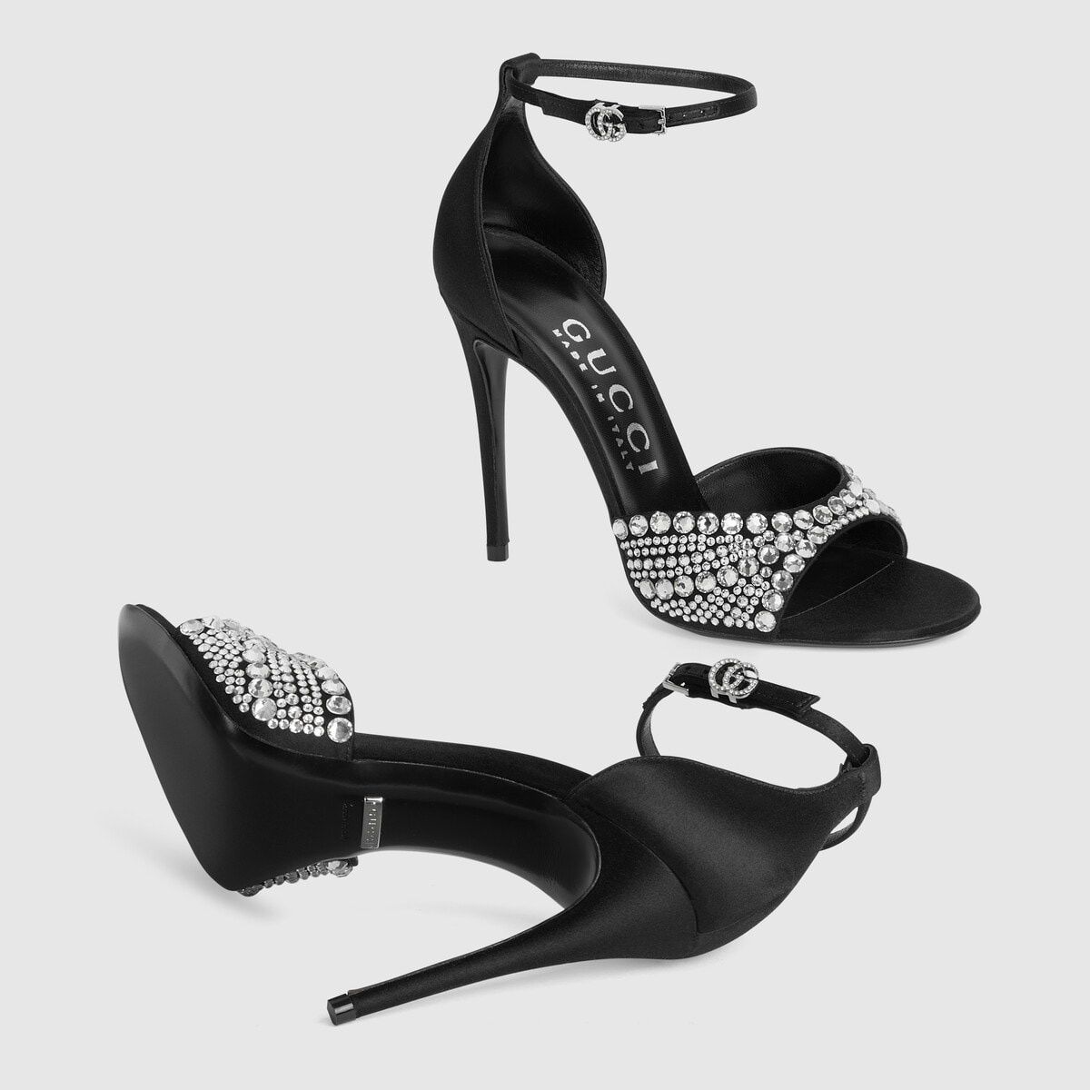 Women's high heel sandals with crystals - 6