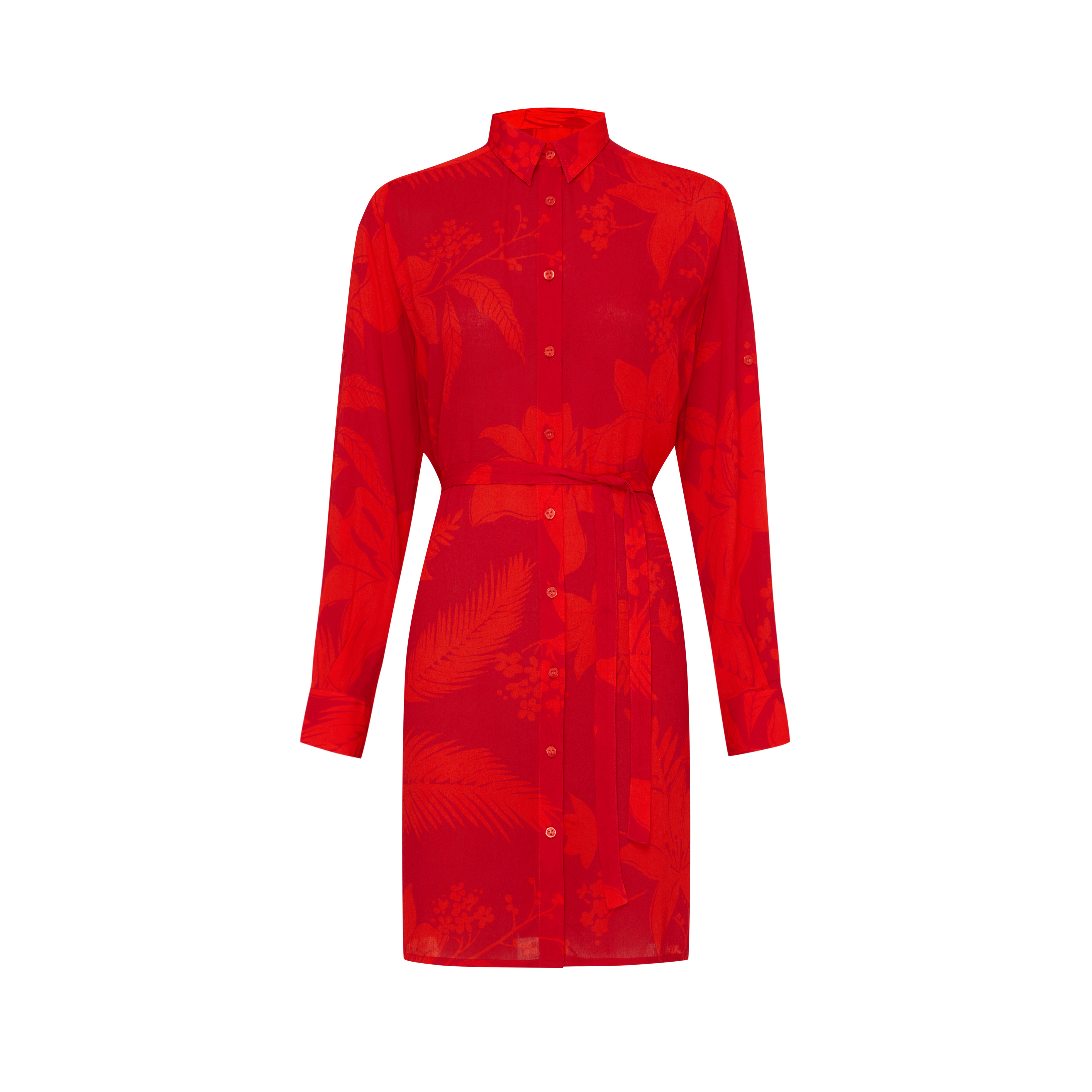 Women Viscose Shirt Dress Flower Power - 1