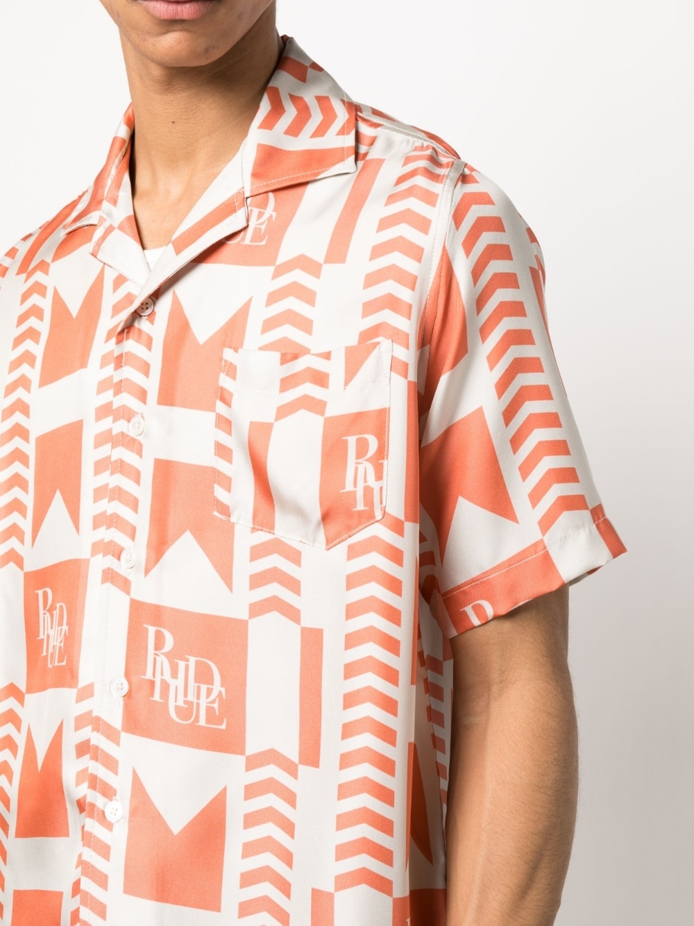 geometric-print linen shirt - 5