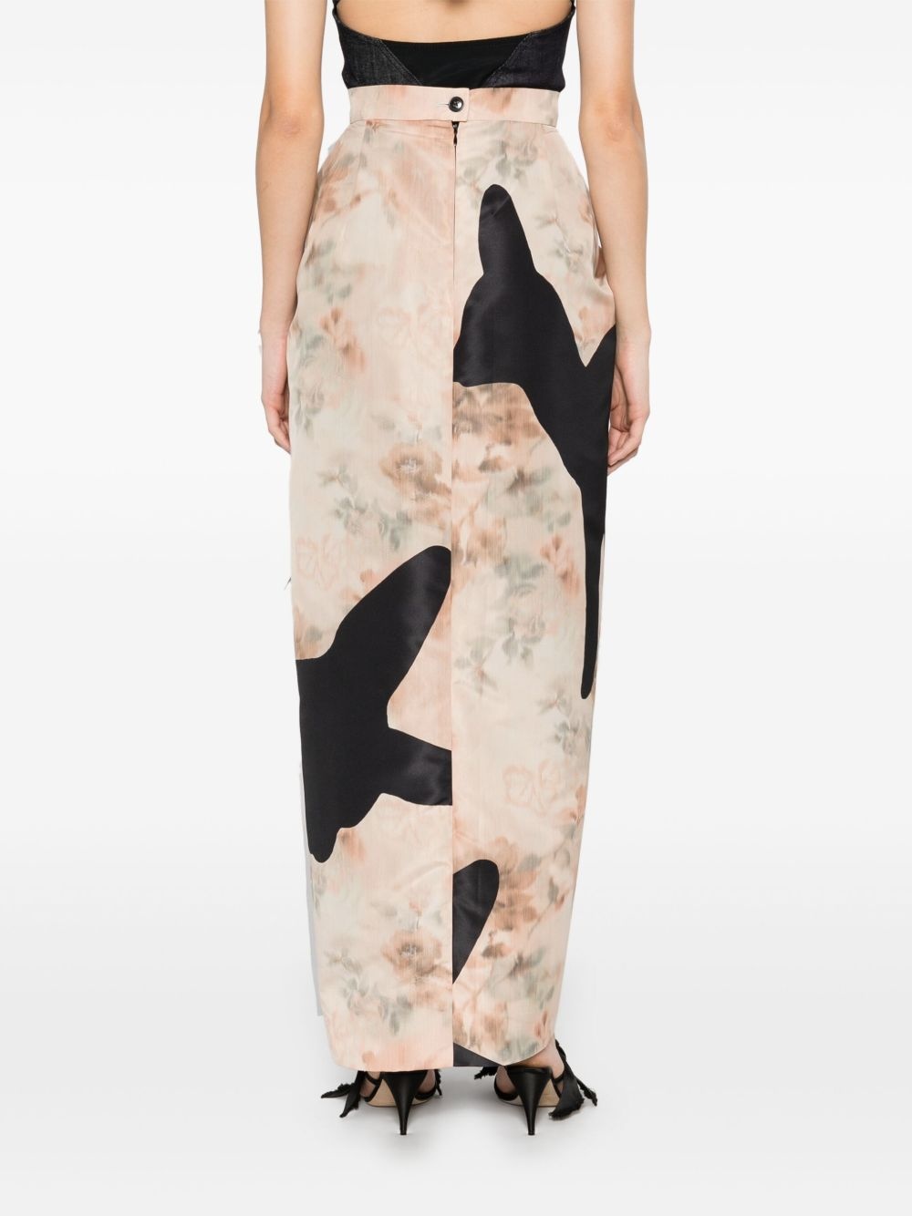 deer-print draped maxi skirt - 4