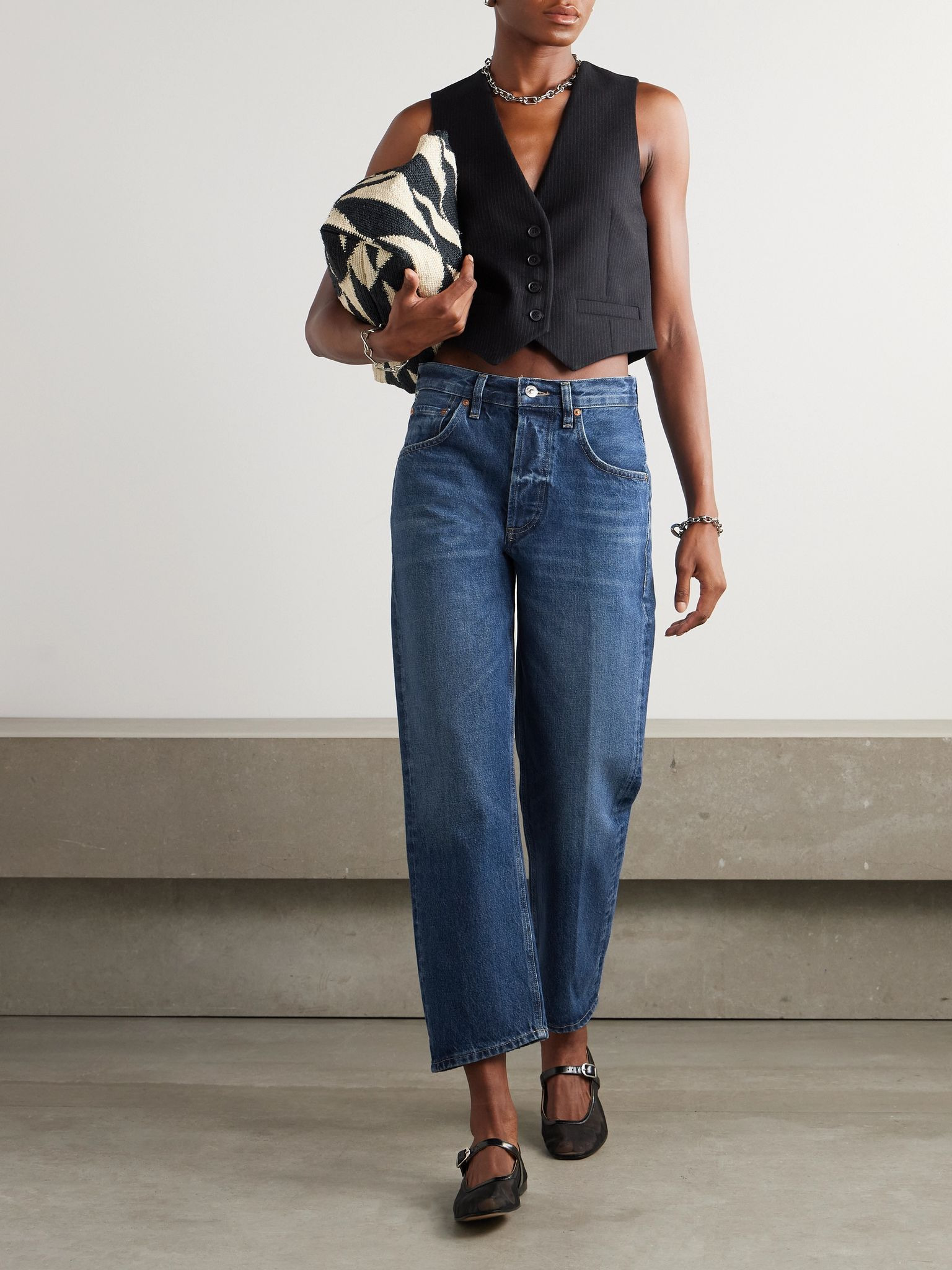 Dahlia cropped low-rise boyfriend jeans Mid denim - 2