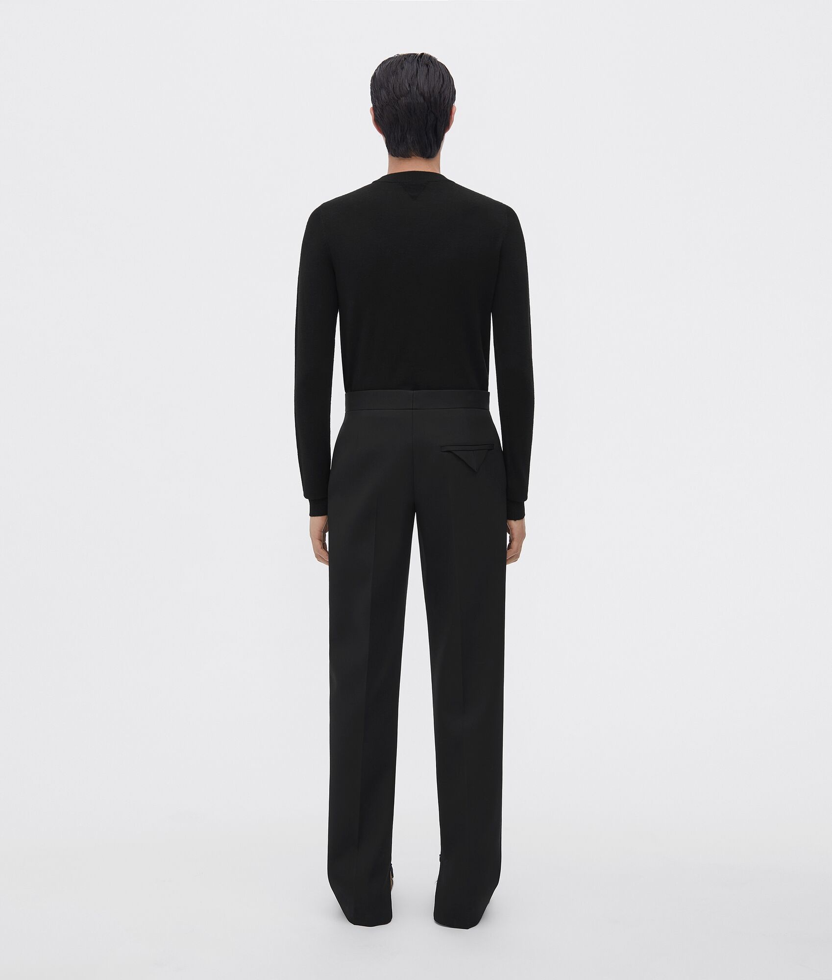 slim leg compact wool trousers - 3