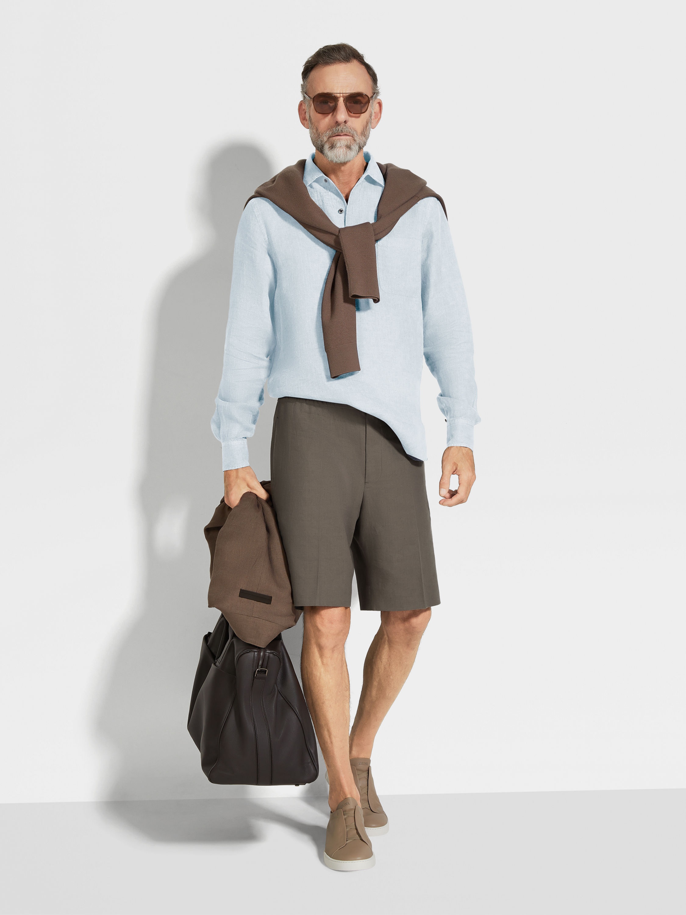 DARK TAUPE OASI LINO SHORTS - 3