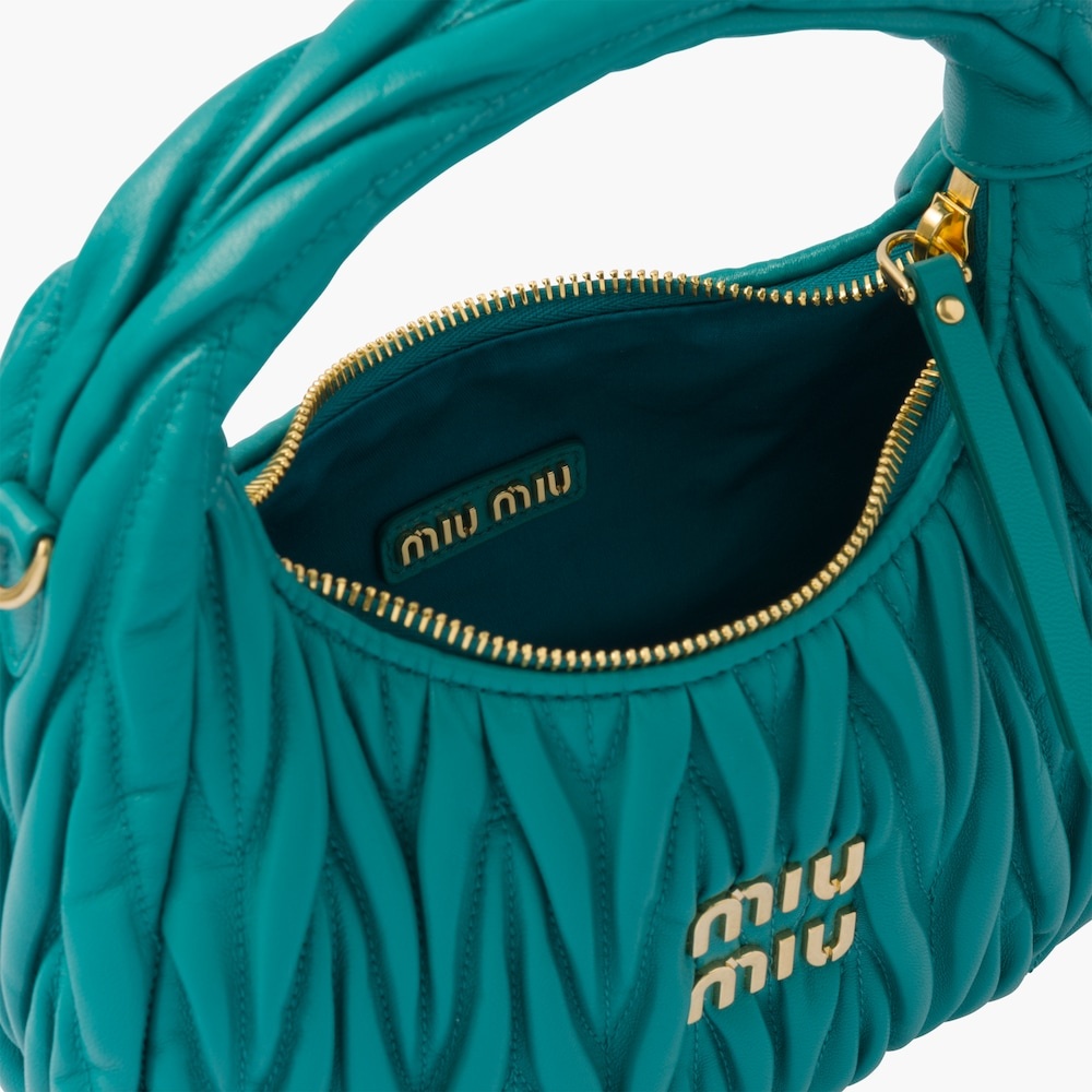 Miu Miu Miu Wander matelassé nappa leather mini hobo bag