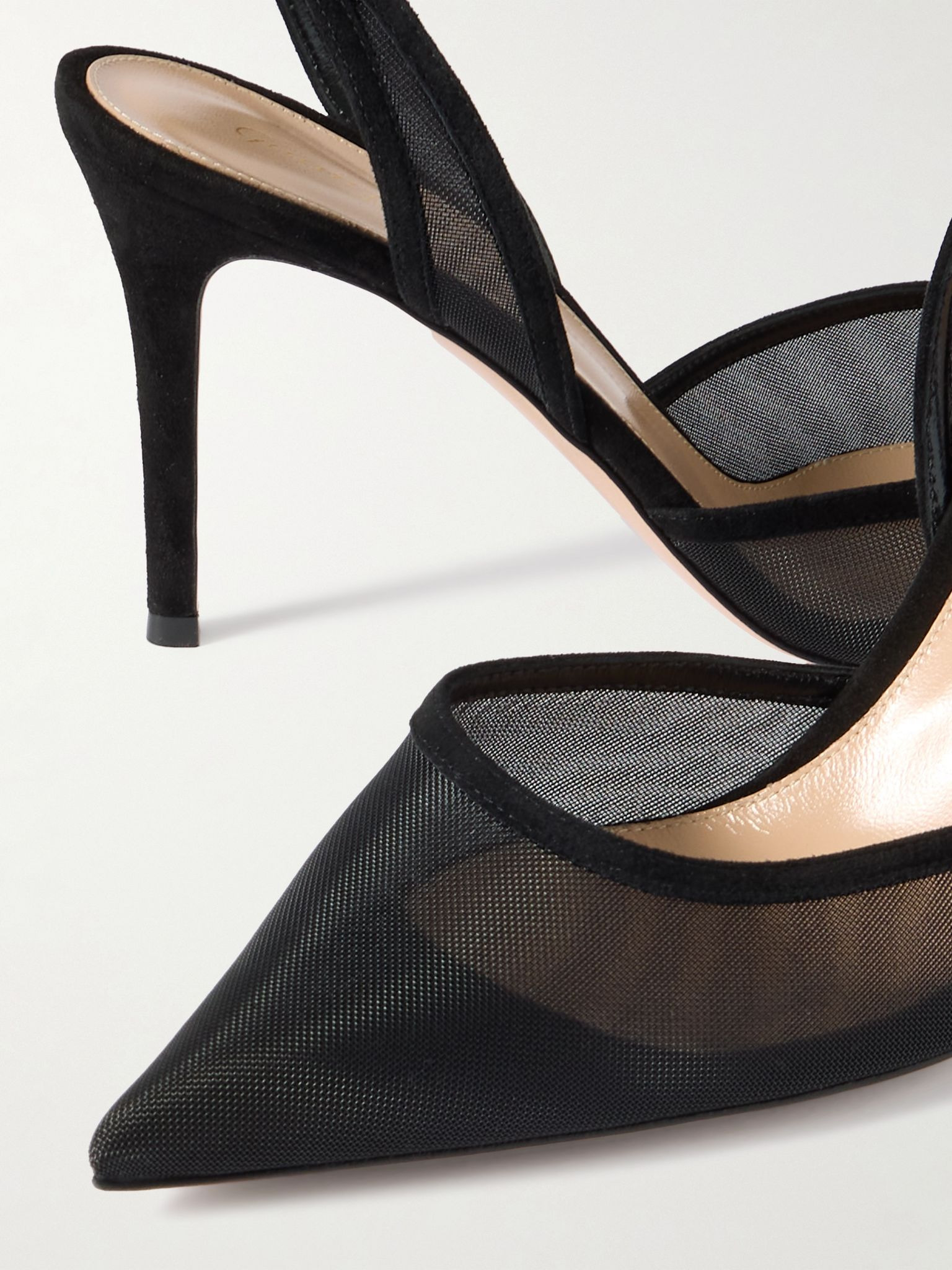 85 suede-trimmed mesh pumps Black - 4