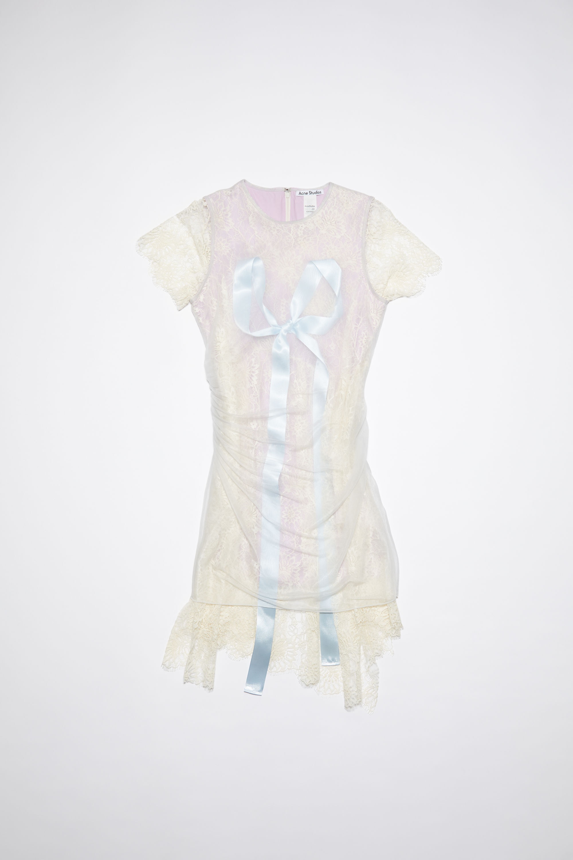 Lace bow dress - Light grey - 7