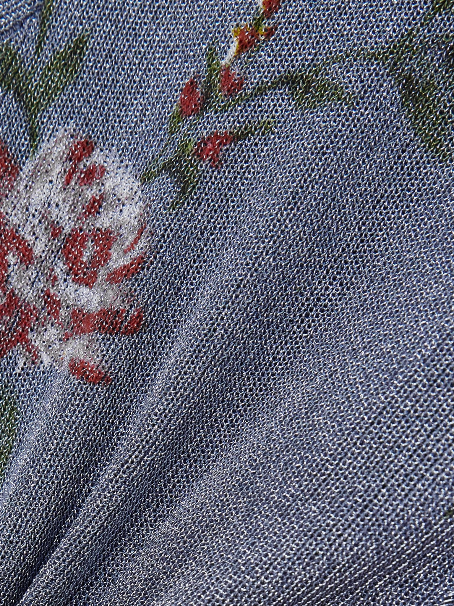 Metallic floral-print knitted cardigan Blue - 4