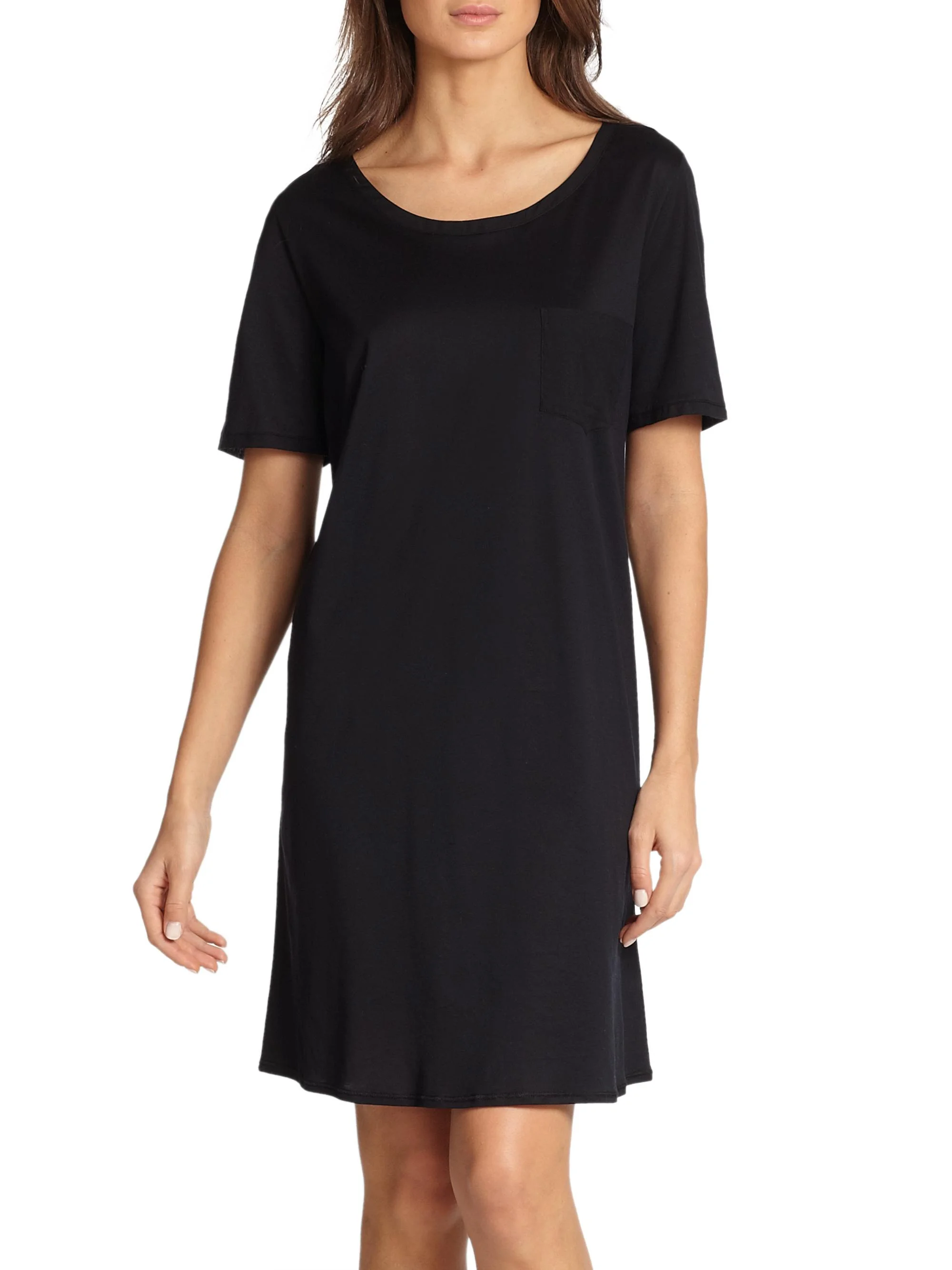Women's Cotton Deluxe Short-Sleeve Gown - Black - 1