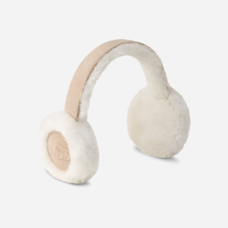 ® Women's Sheepskin Embroidery Earmuff in Sand 1