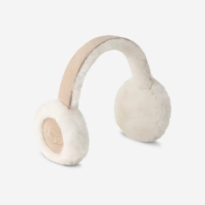 ® Women's Sheepskin Embroidery Earmuff in Sand - 1