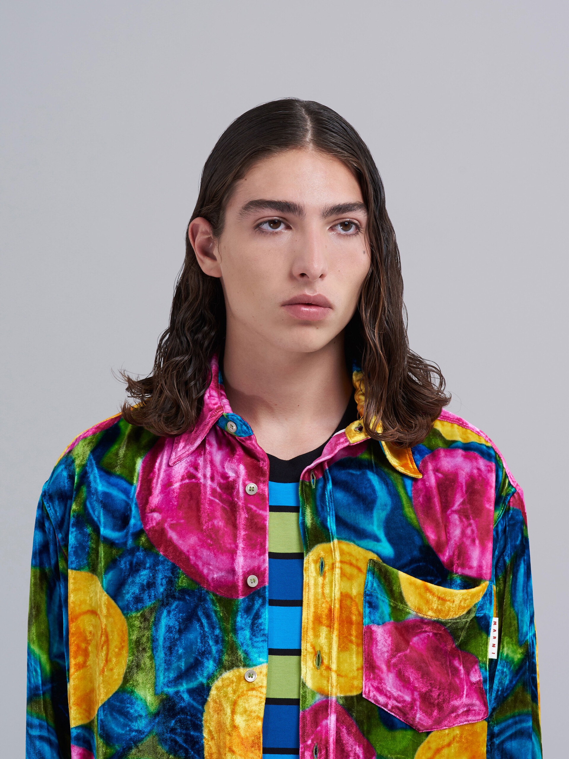 SPRING RITE PRINT CRINKLED VELVET SHIRT - 4