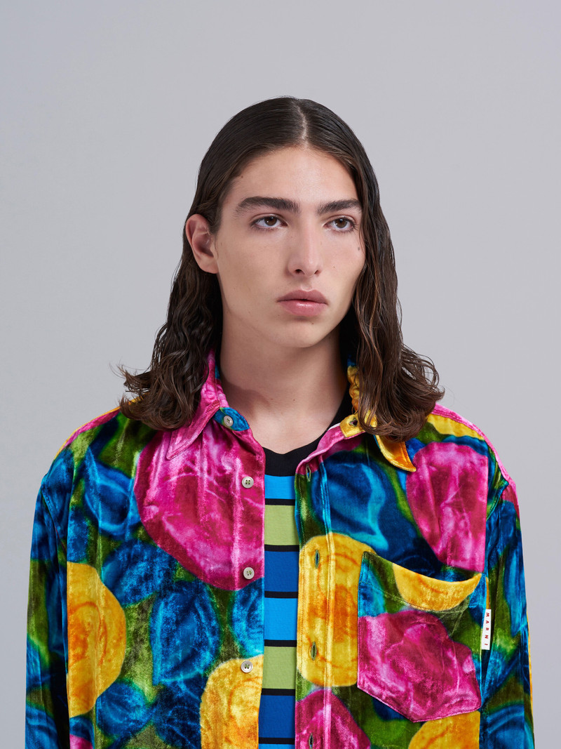 SPRING RITE PRINT CRINKLED VELVET SHIRT 4
