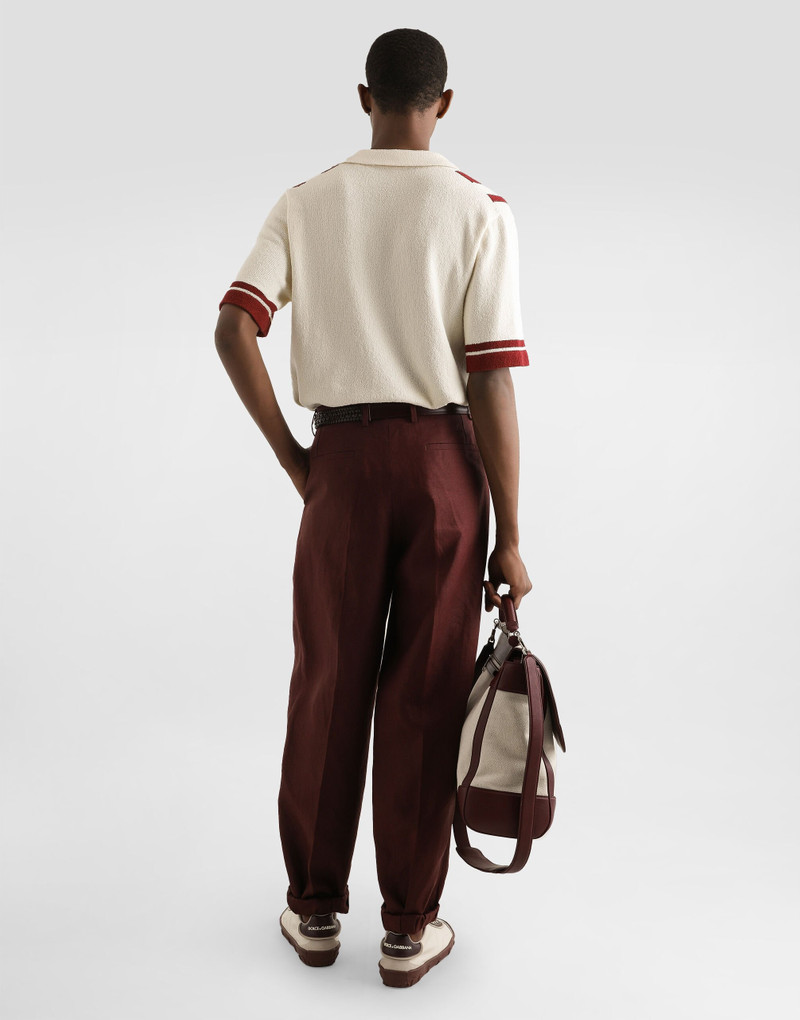 Cotton knit polo-shirt with inlaid stripe 3