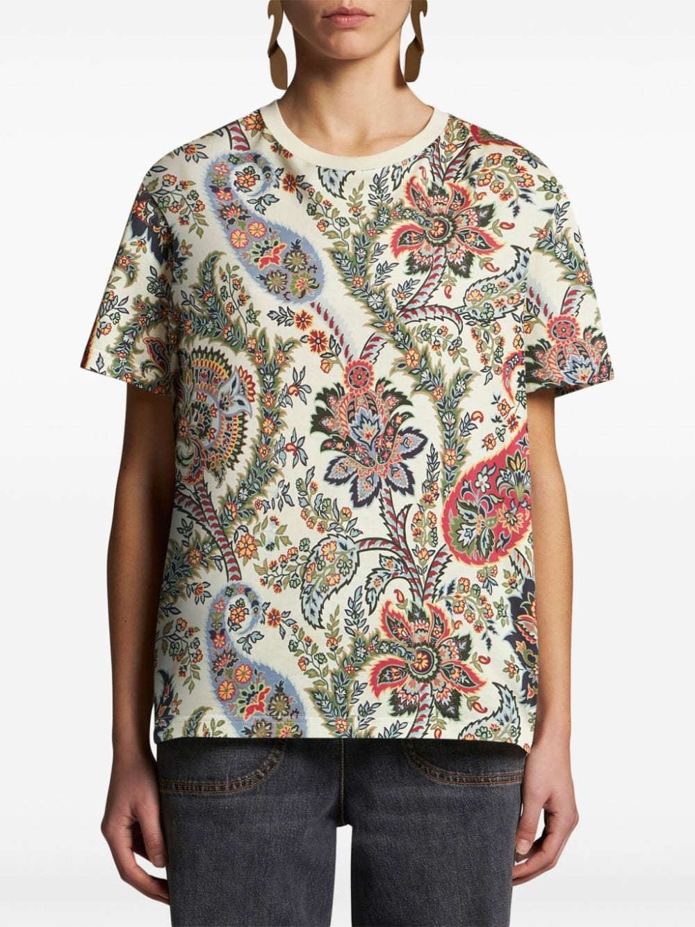 【関税&送料込】Etro Cotton T-Shirt ETRO logo-embroidered Cotton T-shirt | White | FARFETCH
