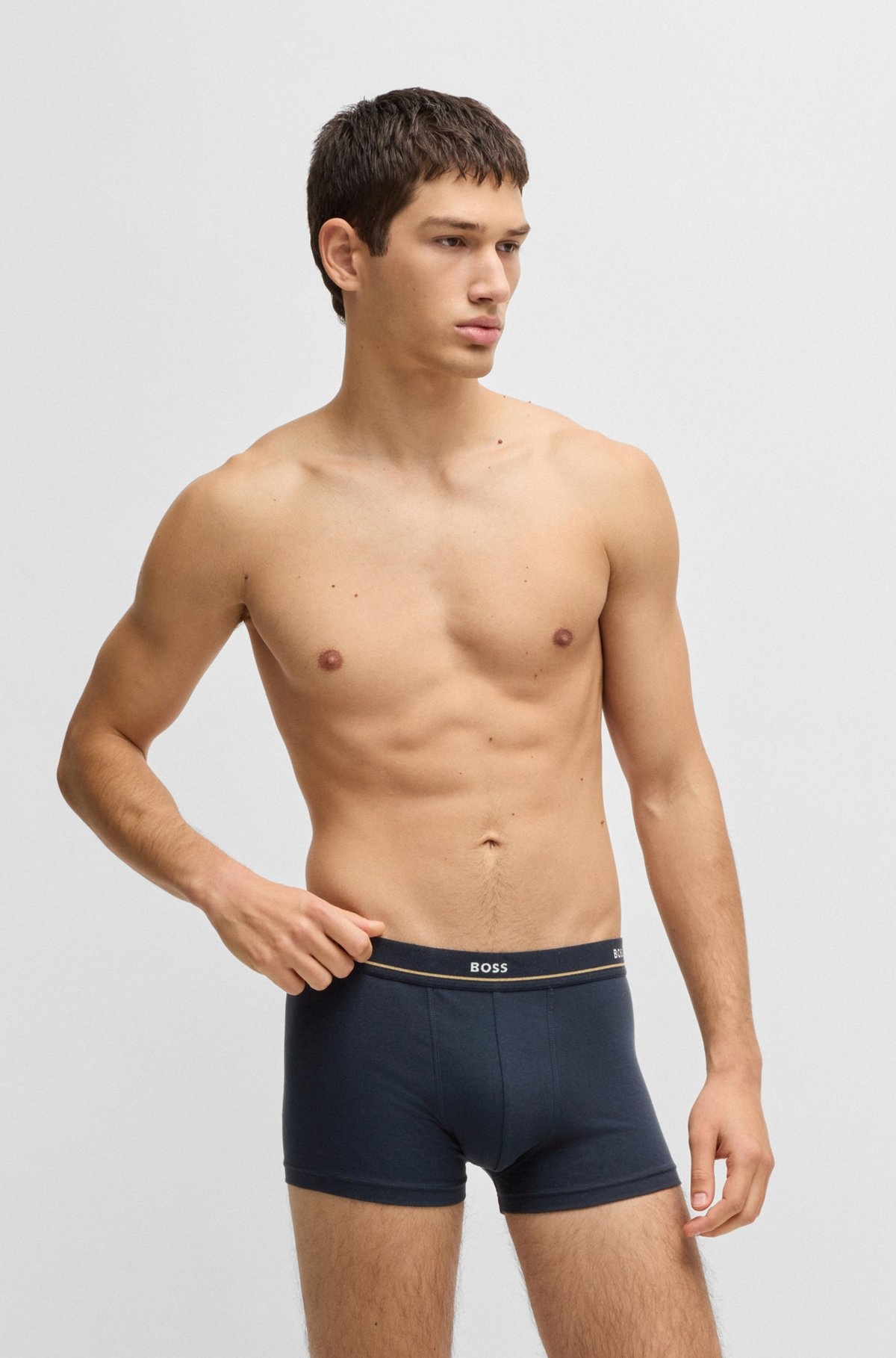 THREE-PACK OF STRETCH-COTTON TRUNKS WITH LOGO WAISTBANDS - 5