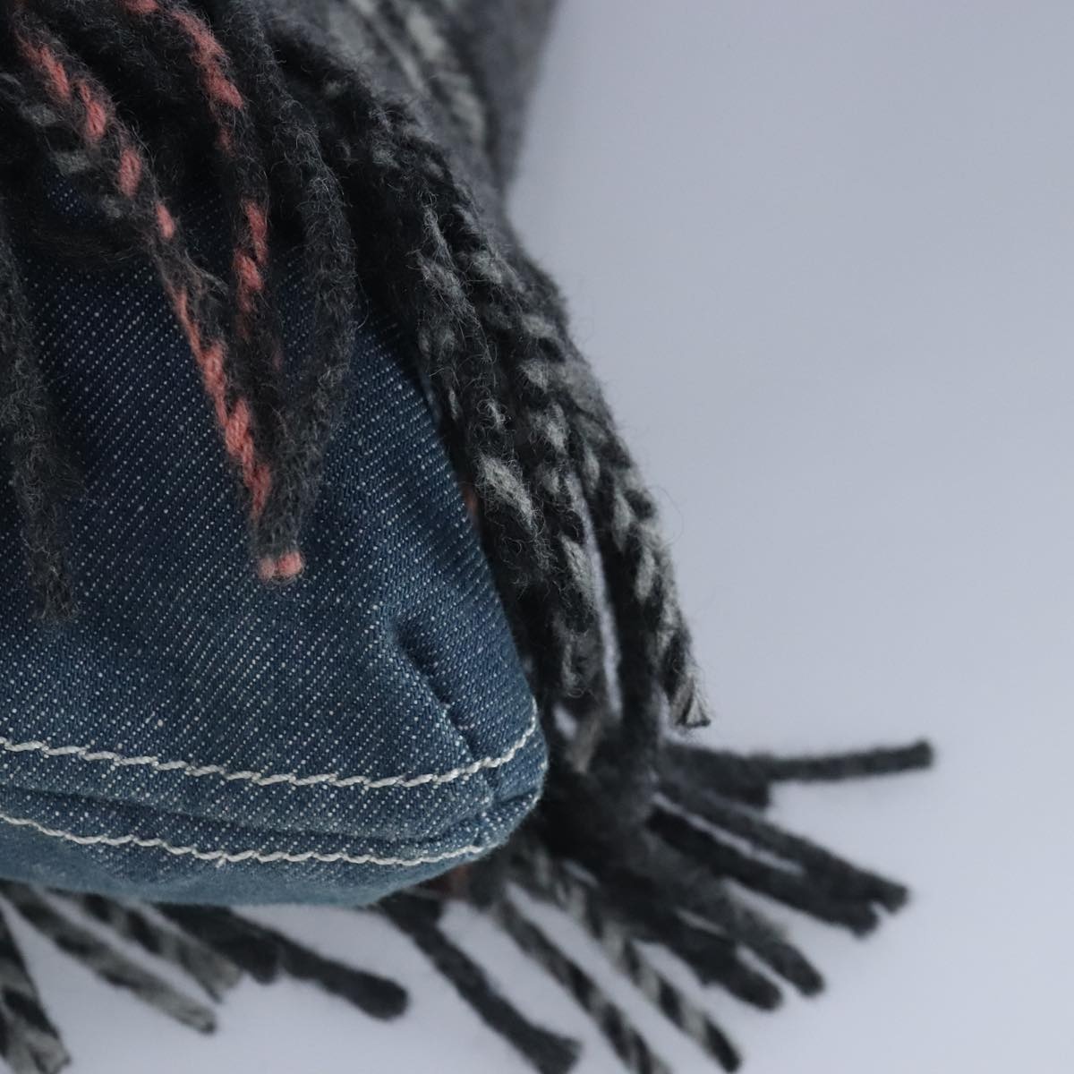 Burberry Nova Check Scarf Style Blue Label Hand Bag Wool Gray Silver - 13