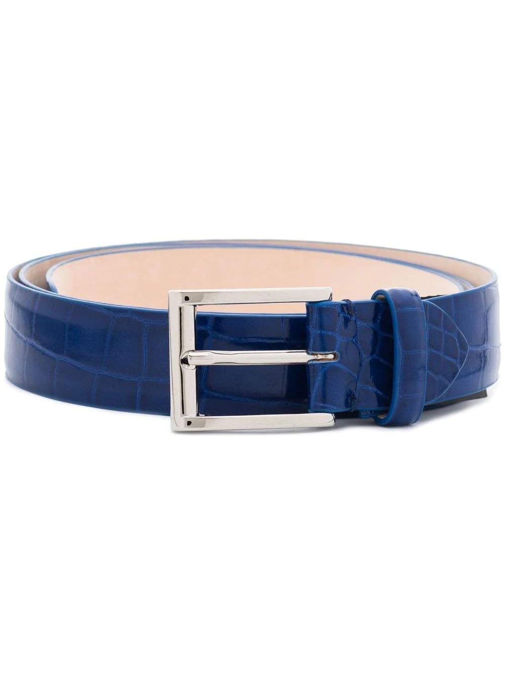 crocodile-embossed leather belt - 1