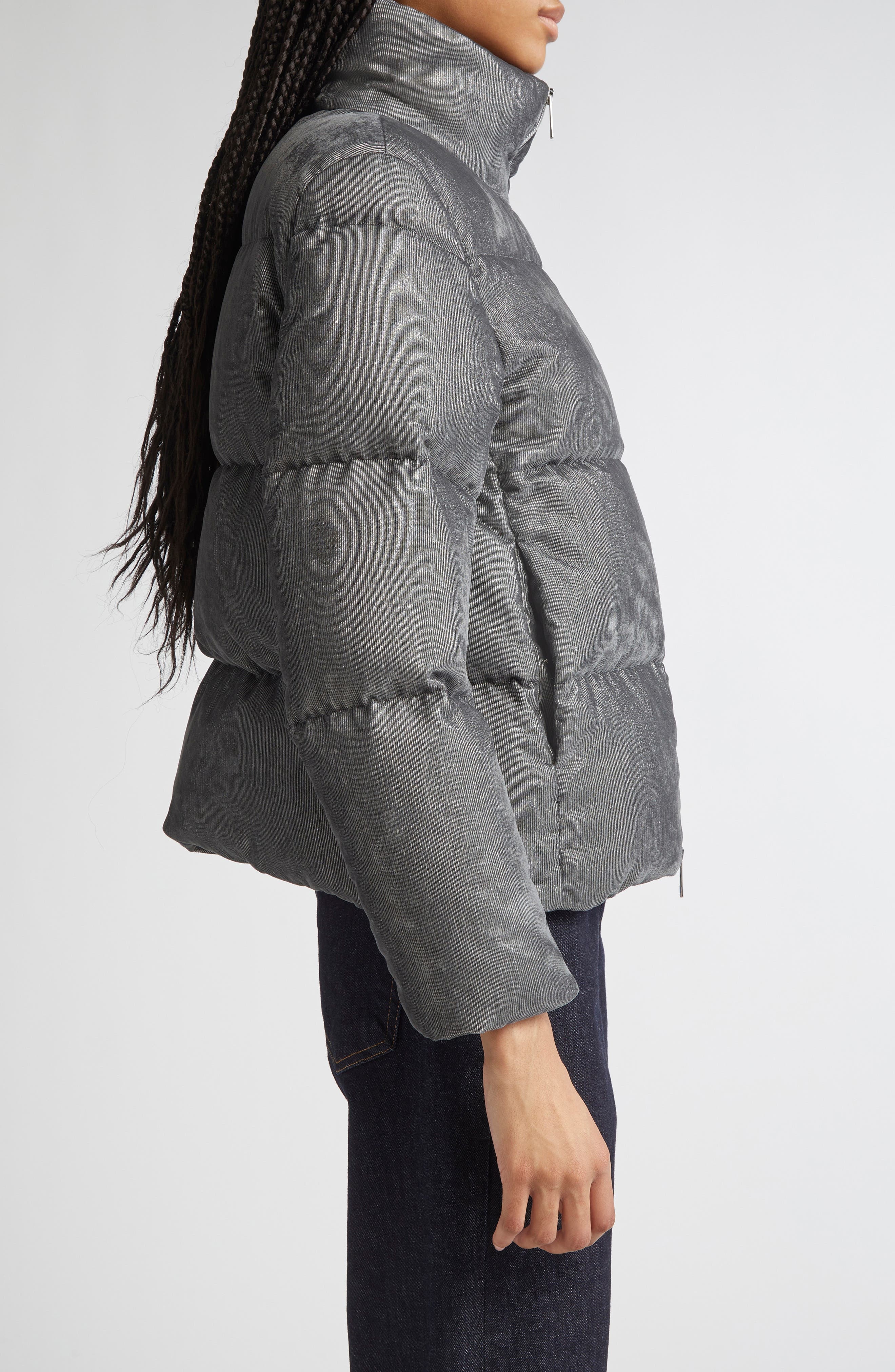 Herno Metallic Corduroy Down Jacket in Grigio Perla at Nordstrom - 3