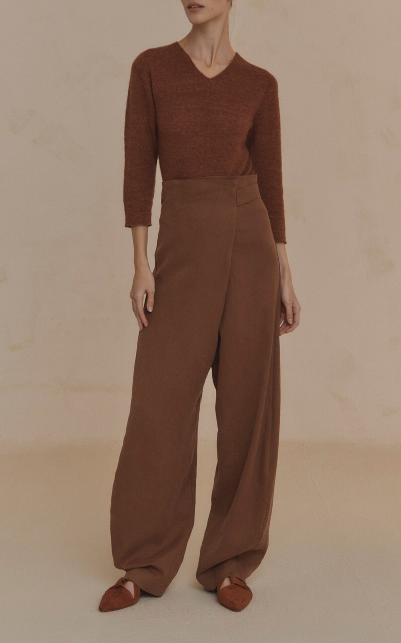 cortana After Linen Wrap Pants brown outlook