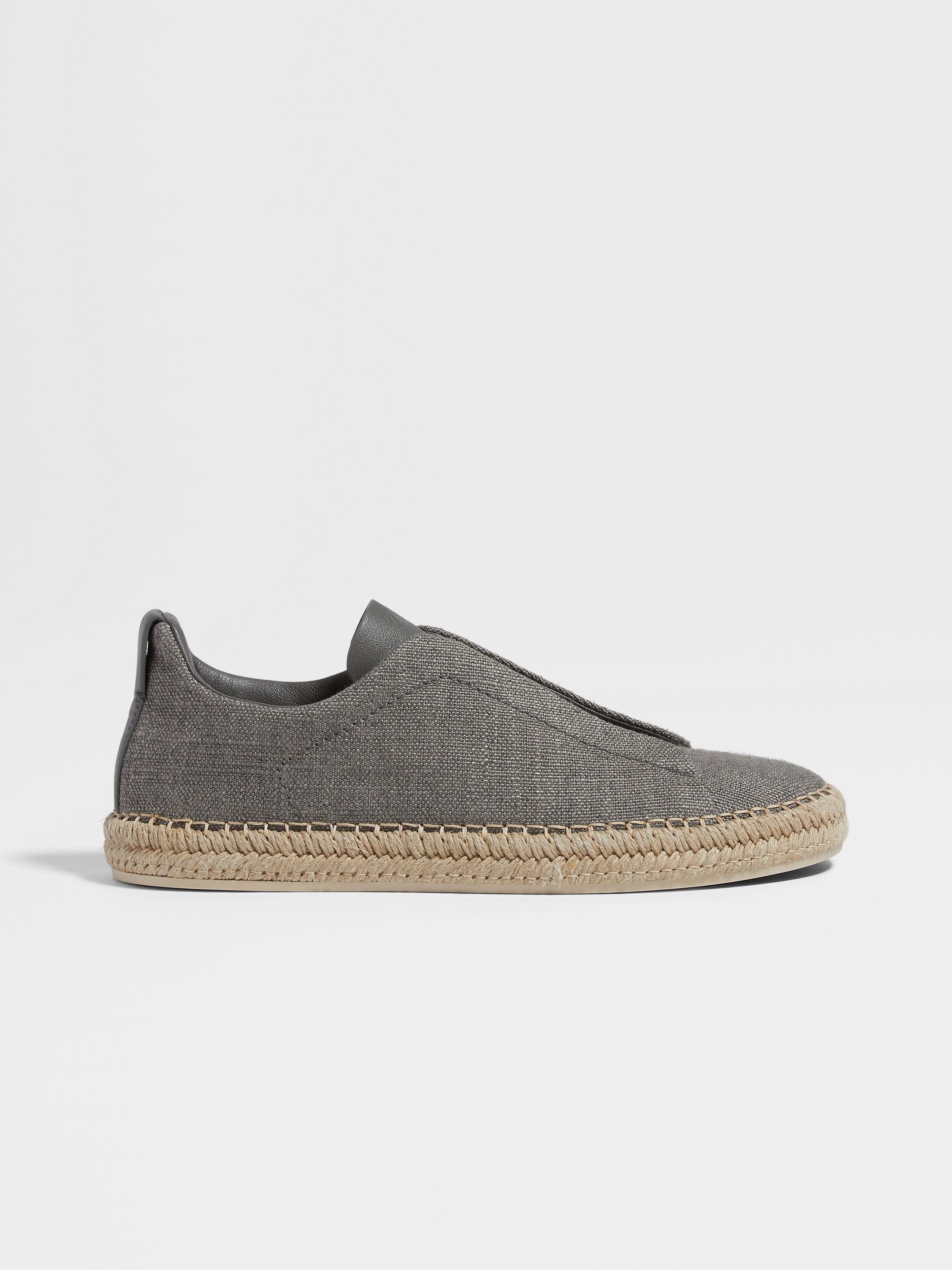 GREY MÉLANGE LINEN AND LEATHER TRIPLE STITCH™ ESPADRILLES - 4