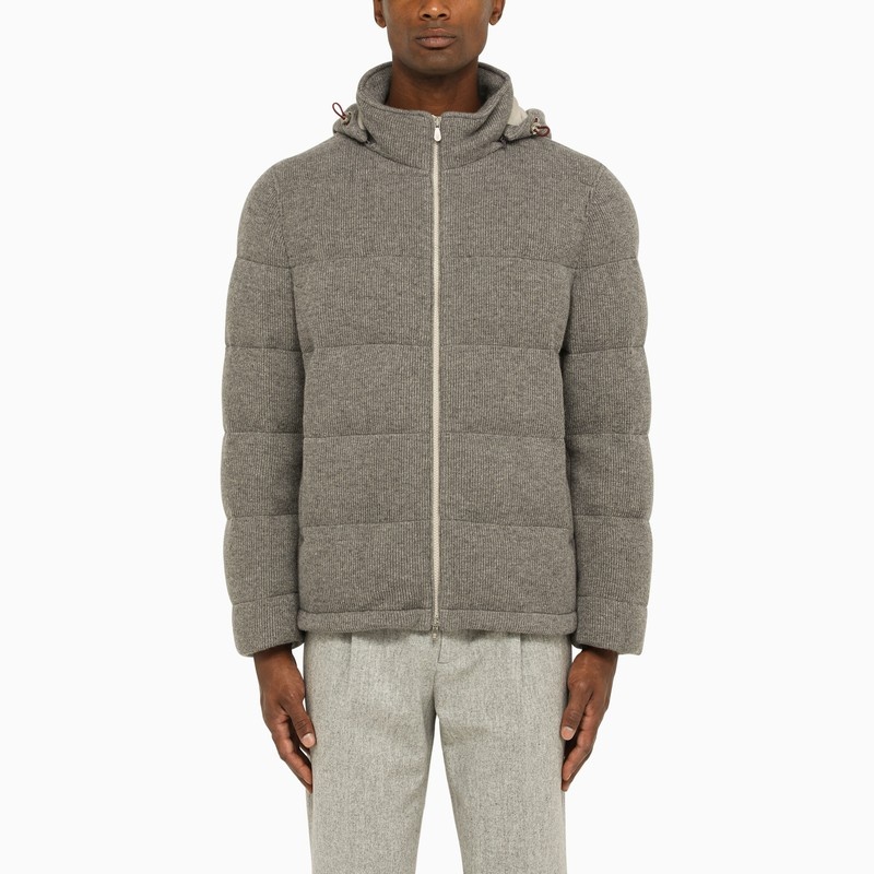 Grey cashmere down jacket - 1