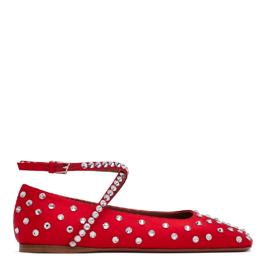 Amina Muaddi Ane Crystal Embellished Ballerina Flats - 1