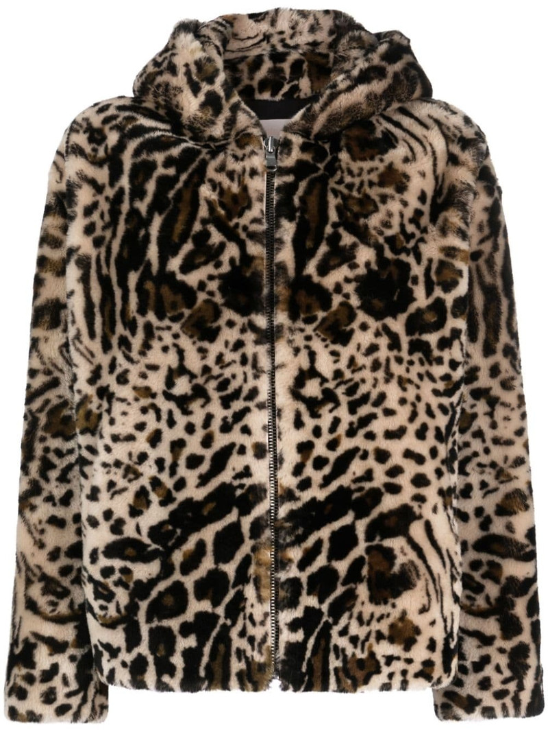 leopard-print shearling hooded jacket 1