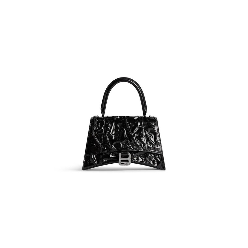 Women's Hourglass Small Handbag Crushed Effect  in Black 1