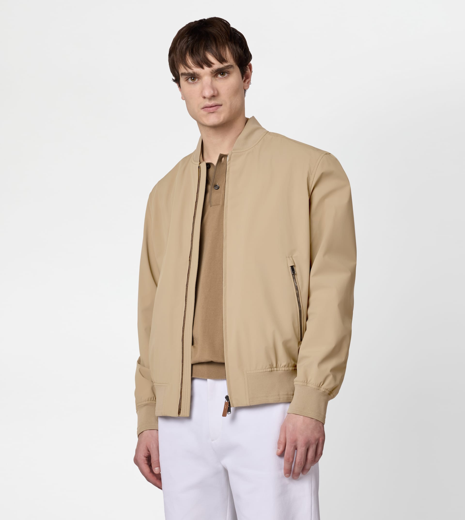 BOMBER JACKET IN TECHNICAL FABRIC - BEIGE - 2