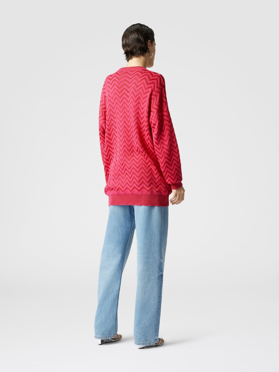 Tonal chevron oversized cardigan - 3