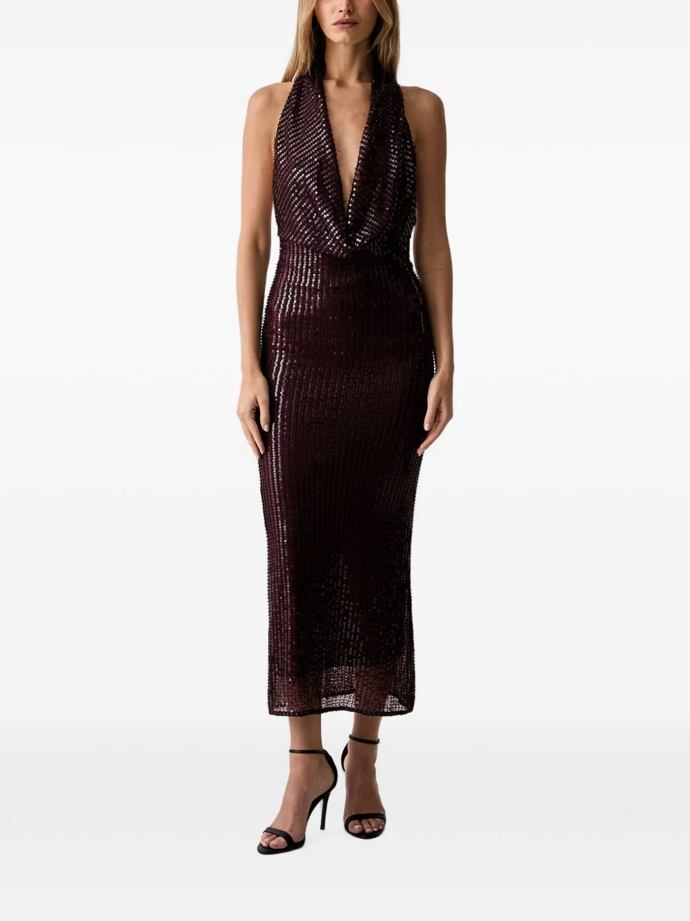 Nola sequin-embellished halterneck midi dress - 1