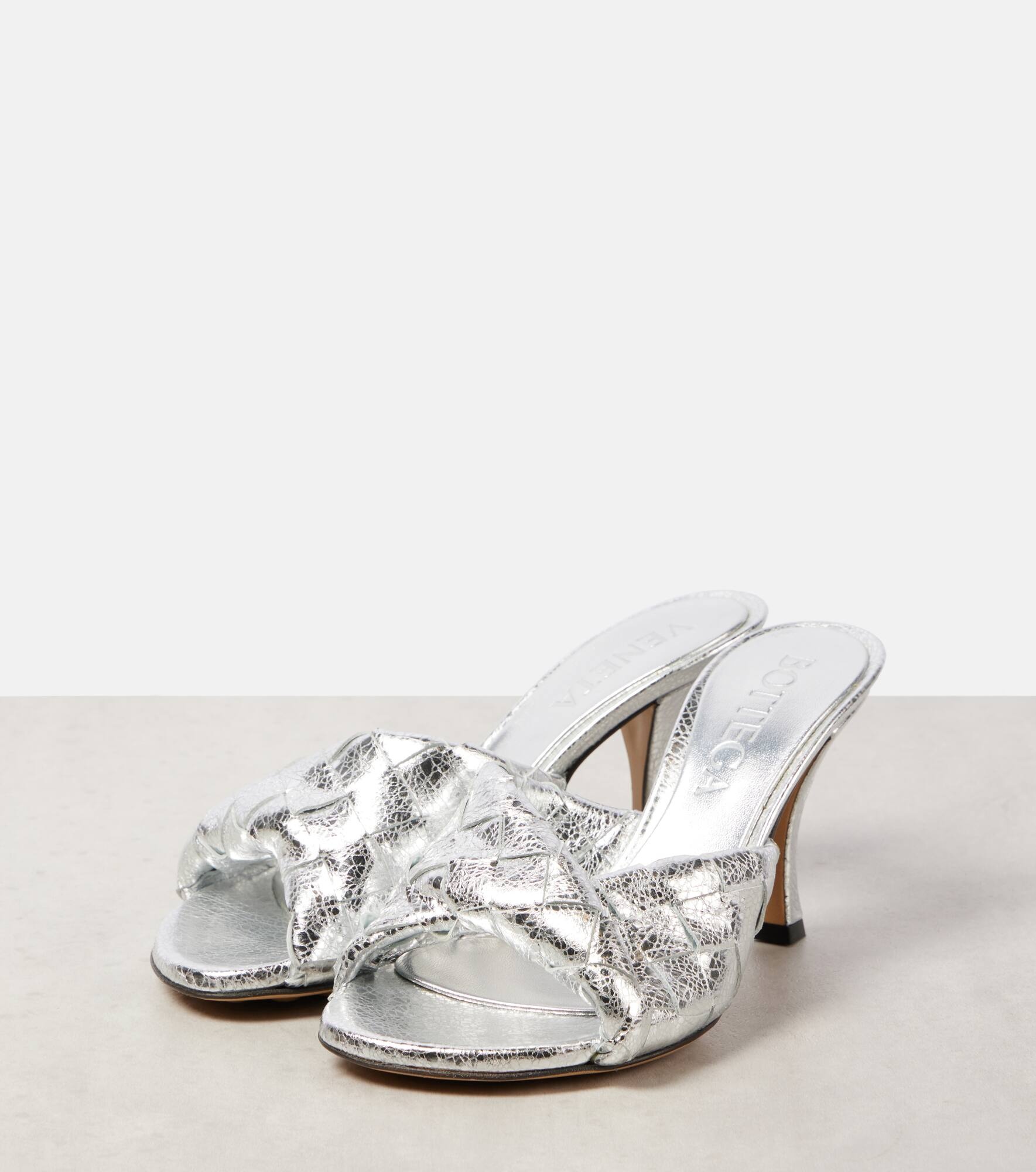Blink Intrecciato 80 metallic leather mules - 4