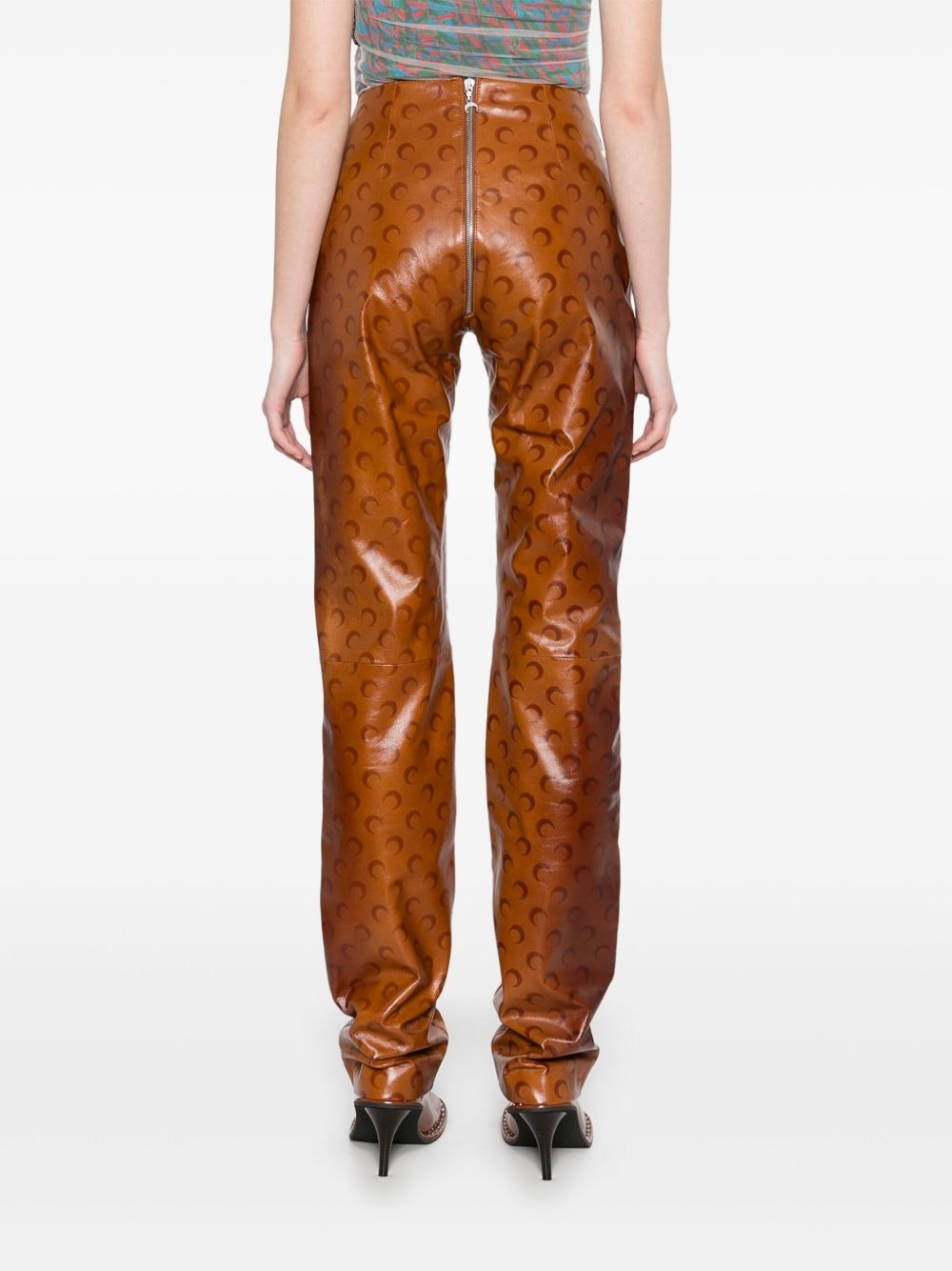 Moon-print leather trousers - 4